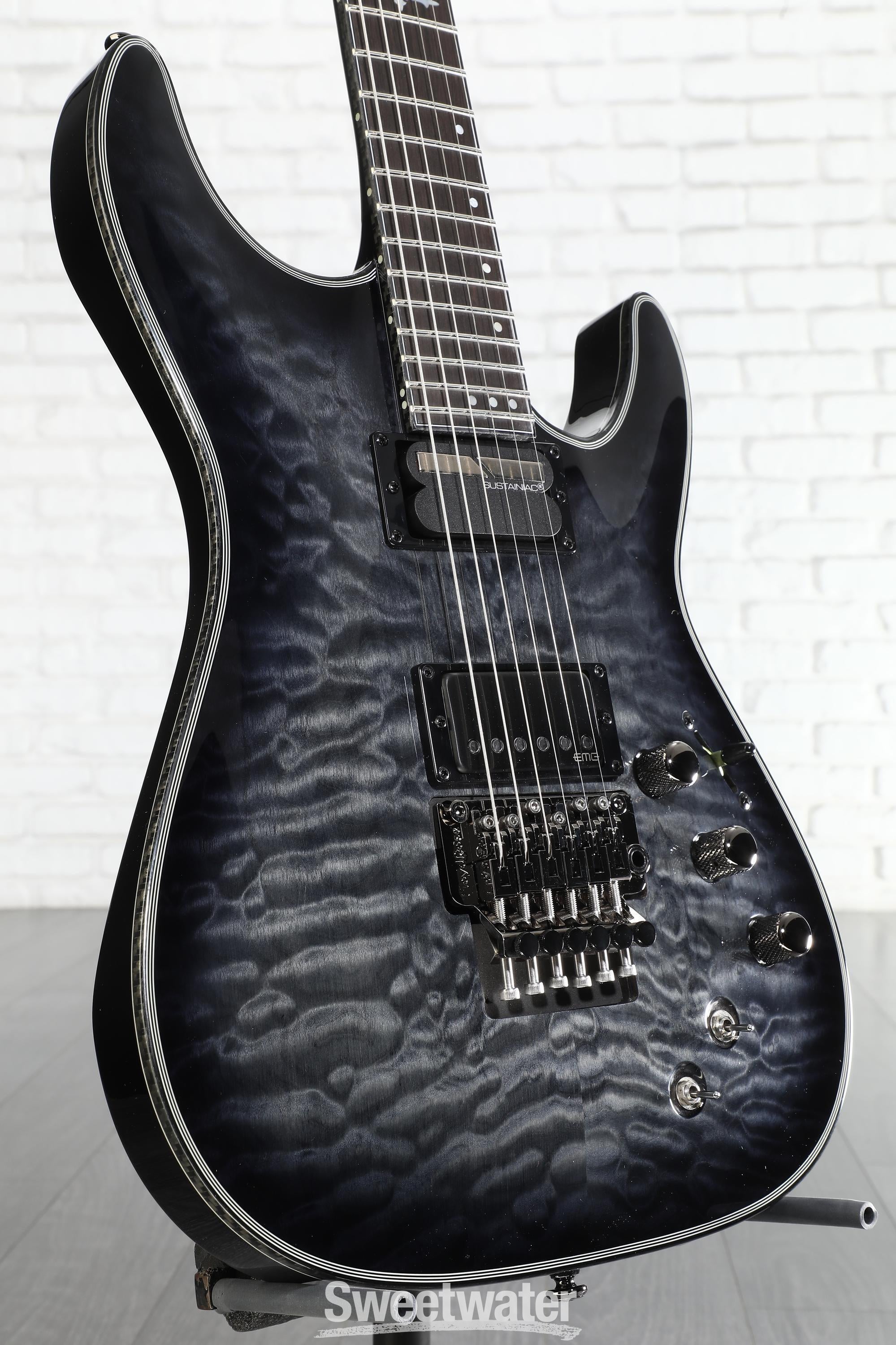 Schecter Hellraiser Hybrid FR / EMG搭載 Schecter Hellraiser Hybrid C-1 FR-S Electric Guitar - Trans Black