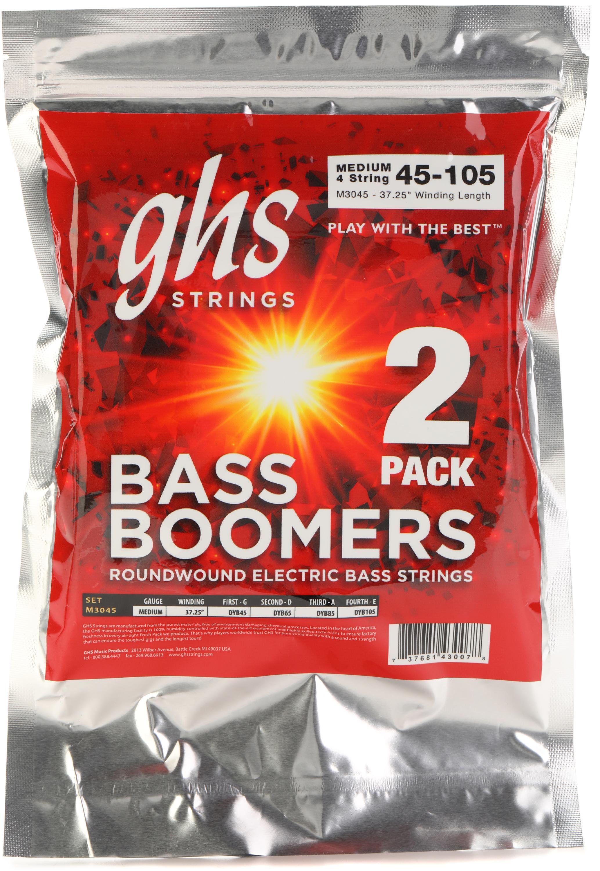 GHS M3045-2 Bass Boomers Roundwound Electric Bass Guitar Strings -  .045-.105 Medium Long Scale (2-pack) Reviews | Sweetwater