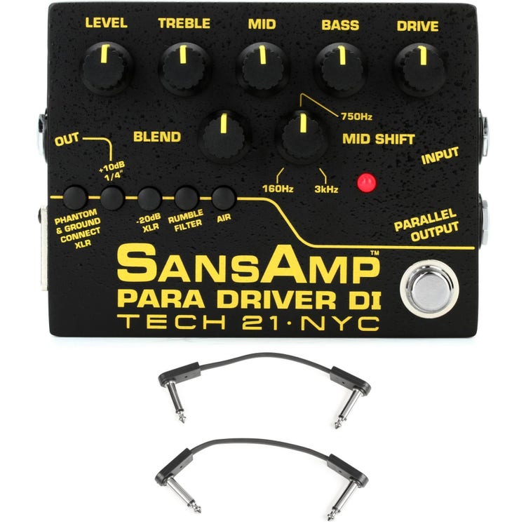 Tech 21 SansAmp Para Driver V2 DI Pedal with EBS Patch Cables  