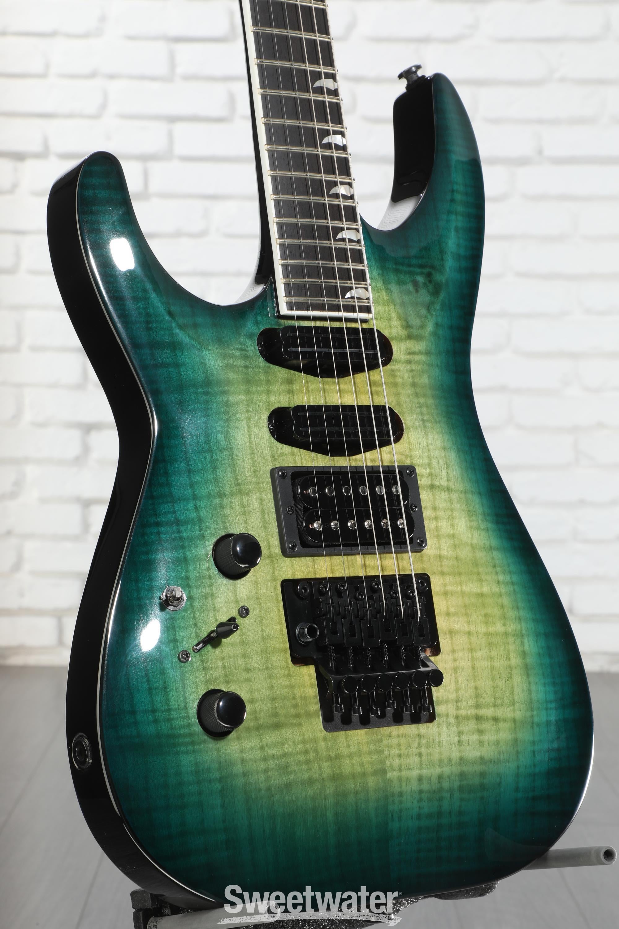 Photo of Kramer SM-1 Figured Left-handed Electric Guitar - Caribbean Blue Perimeter