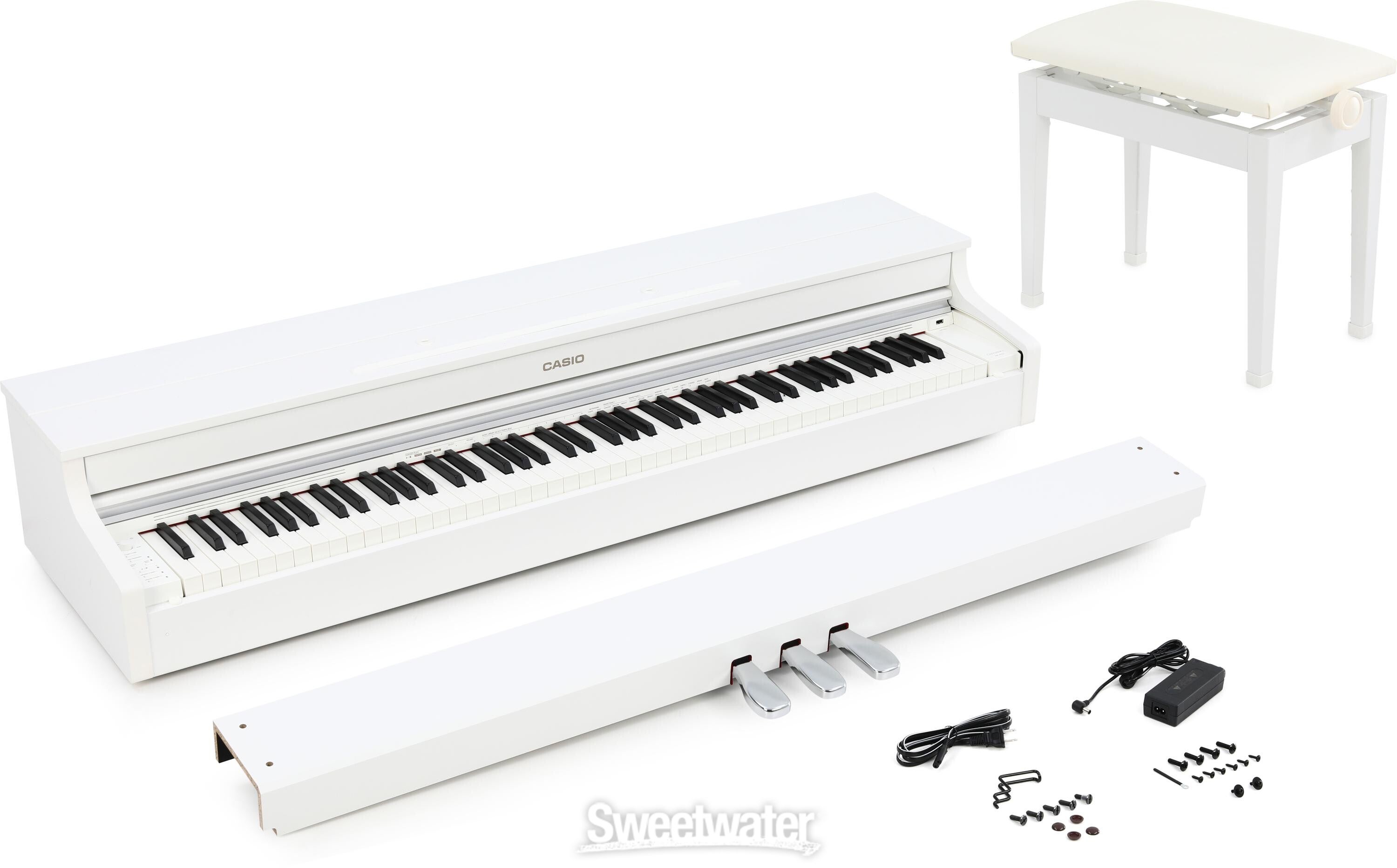 Casio AP 470 Celviano Digital Upright Piano with Bench White Reviews Sweetwater