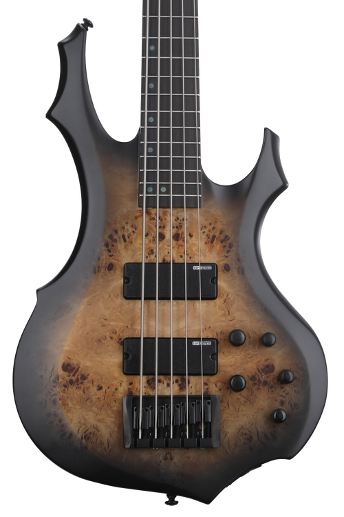 ESP LTD F-5 Ebony Bass Guitar - Charcoal Burst Satin | Sweetwater