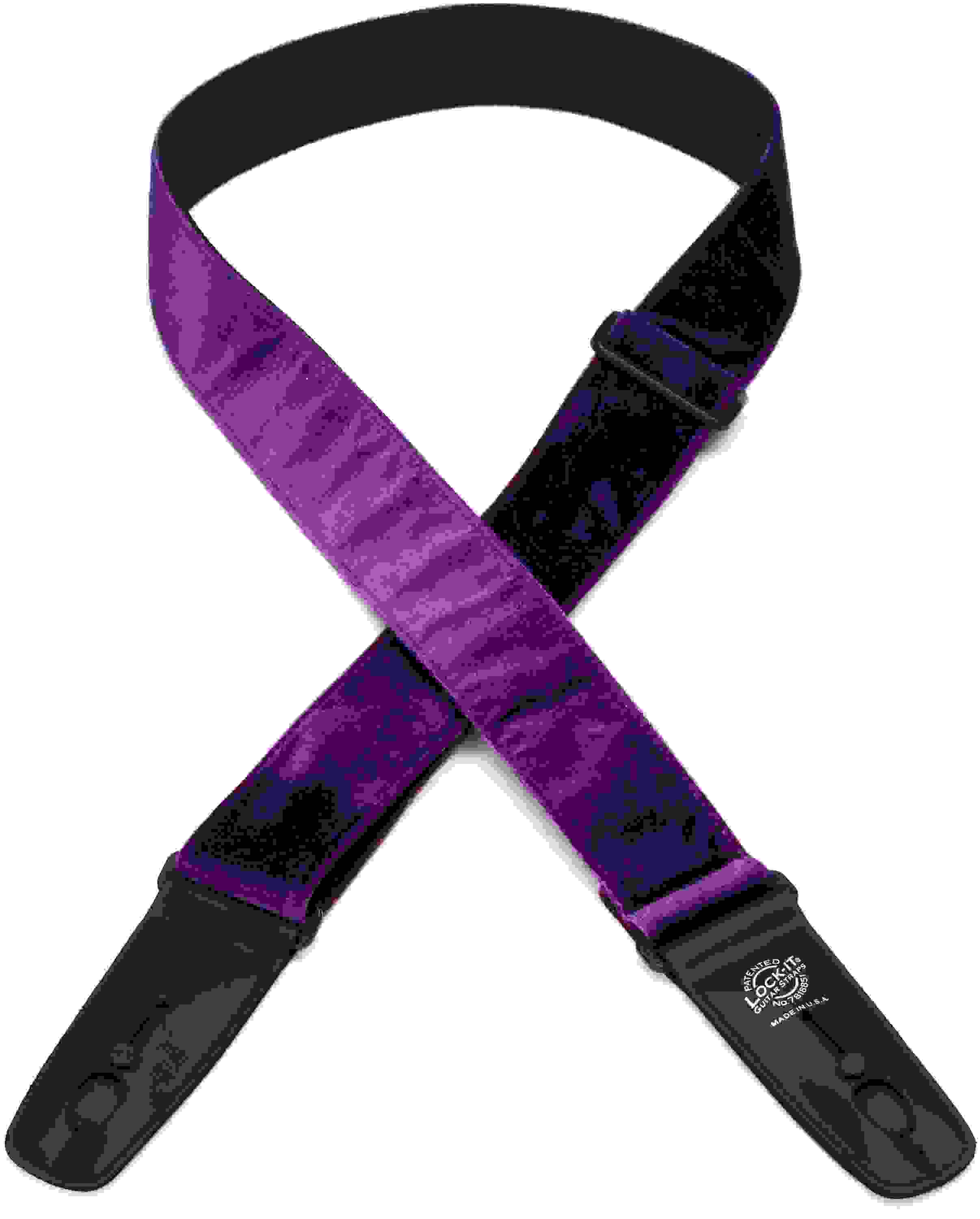Lock-It Straps Crushed Velvet Guitar Strap - Purple