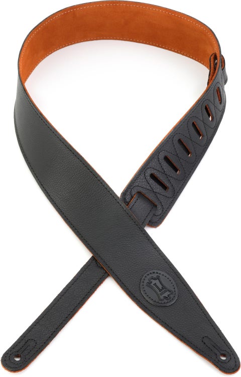 MGS317ST Garment Leather Guitar Strap - Black/Honey - Sweetwater