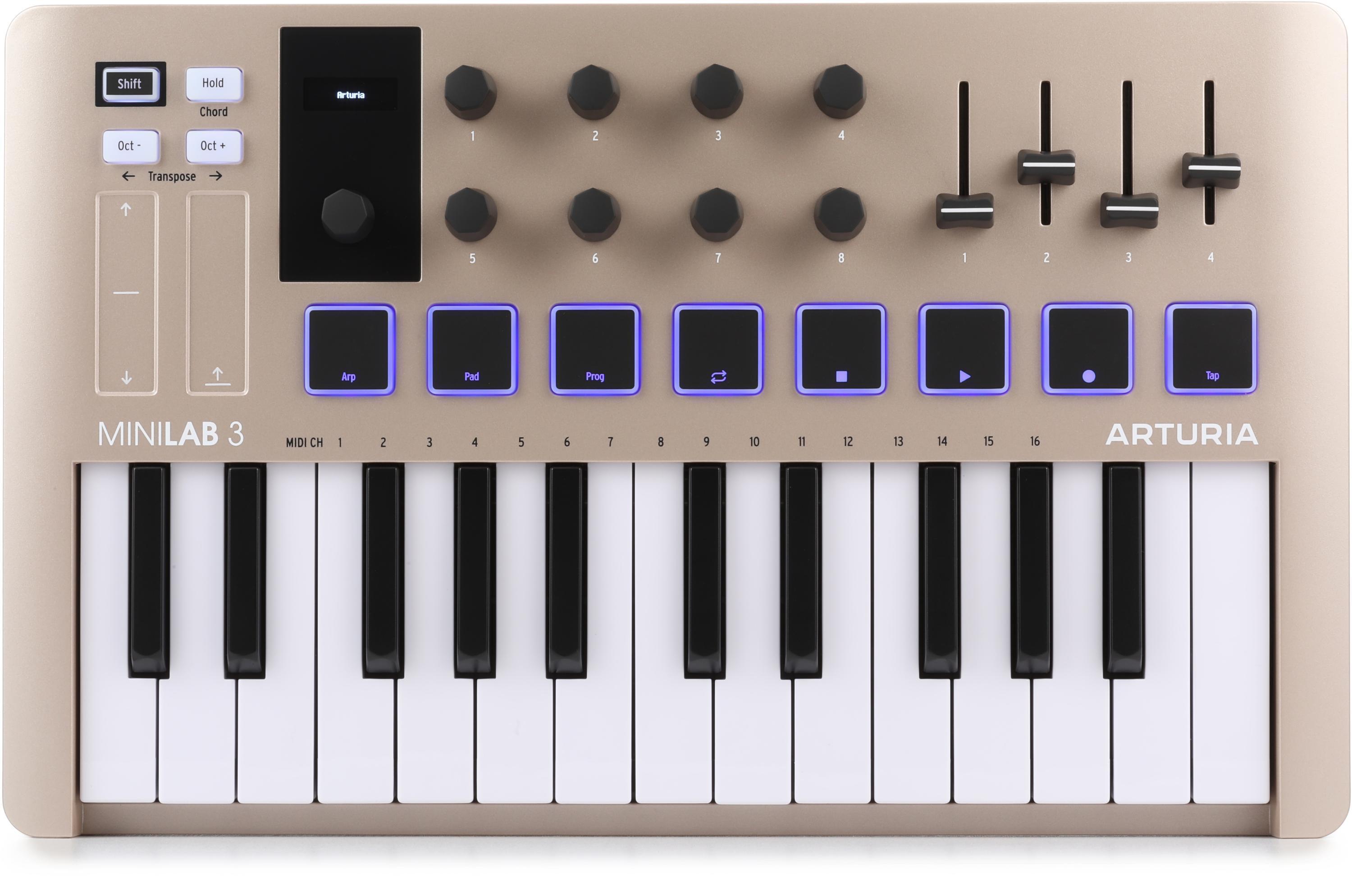 Arturia MiniLab 3 25 Slim-key Controller - Champagne | Sweetwater