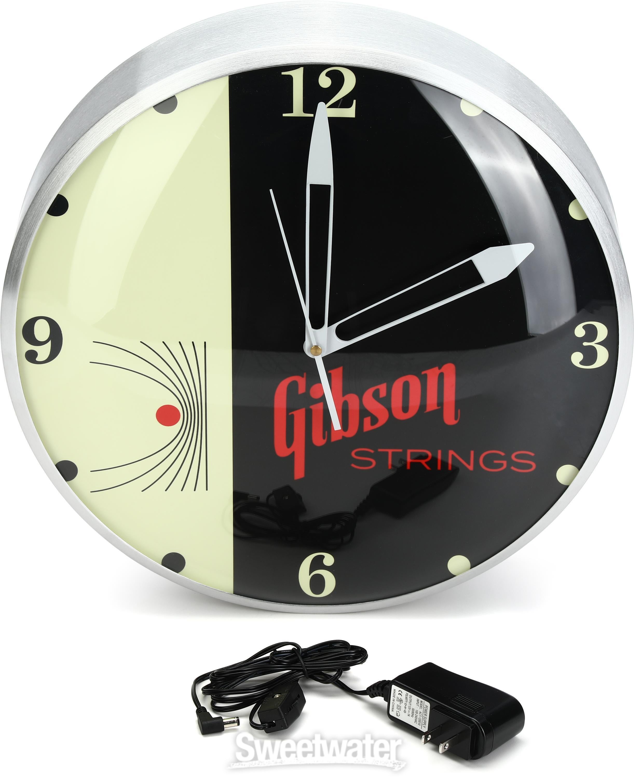 Gibson Accessories Vintage Lighted Wall Clock - Strings | Sweetwater