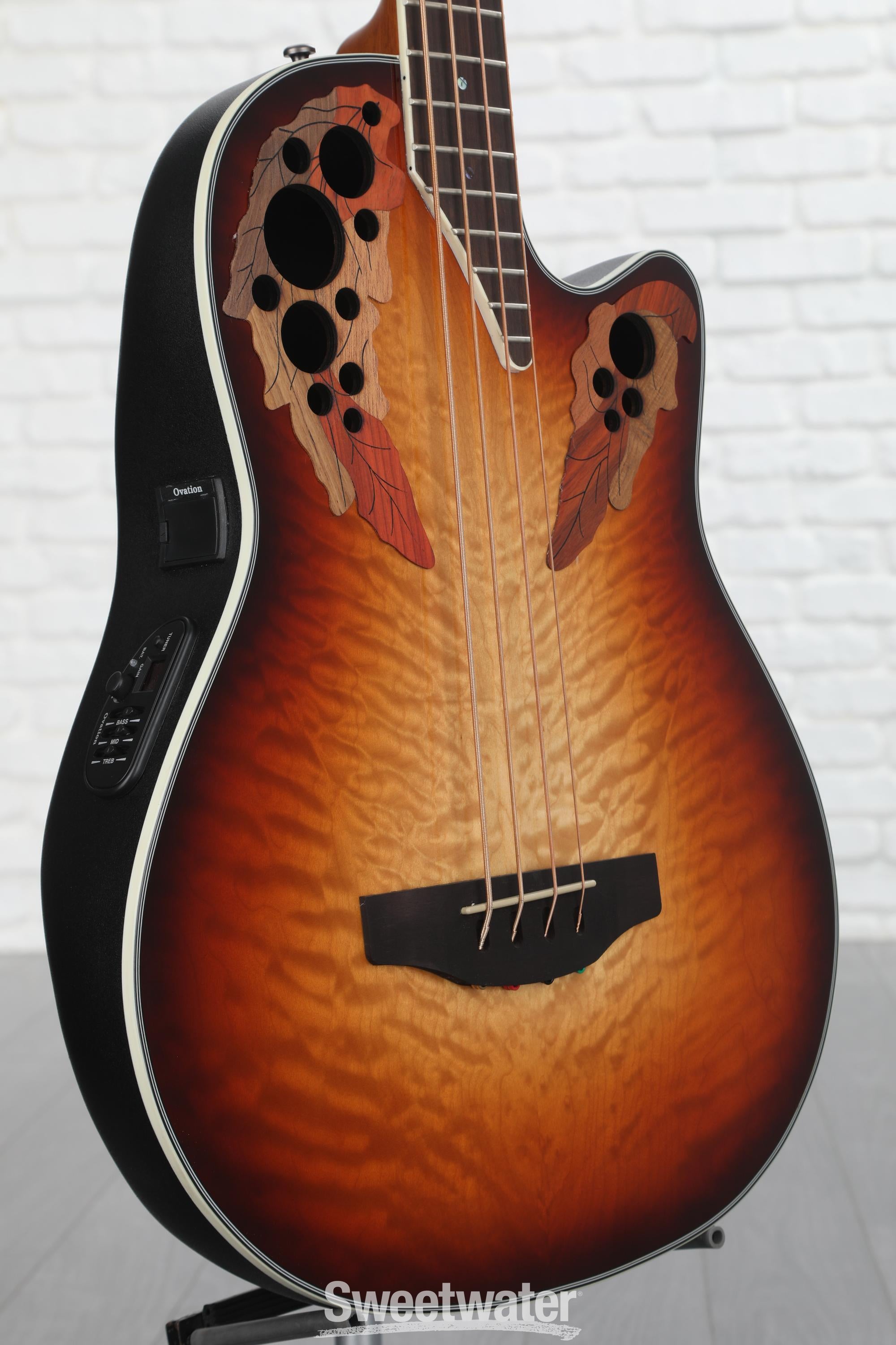 Ovation エレキベース 4弦 ブラウン Amazon.com: Ovation Applause AEB4-7S Mid-depth Acoustic