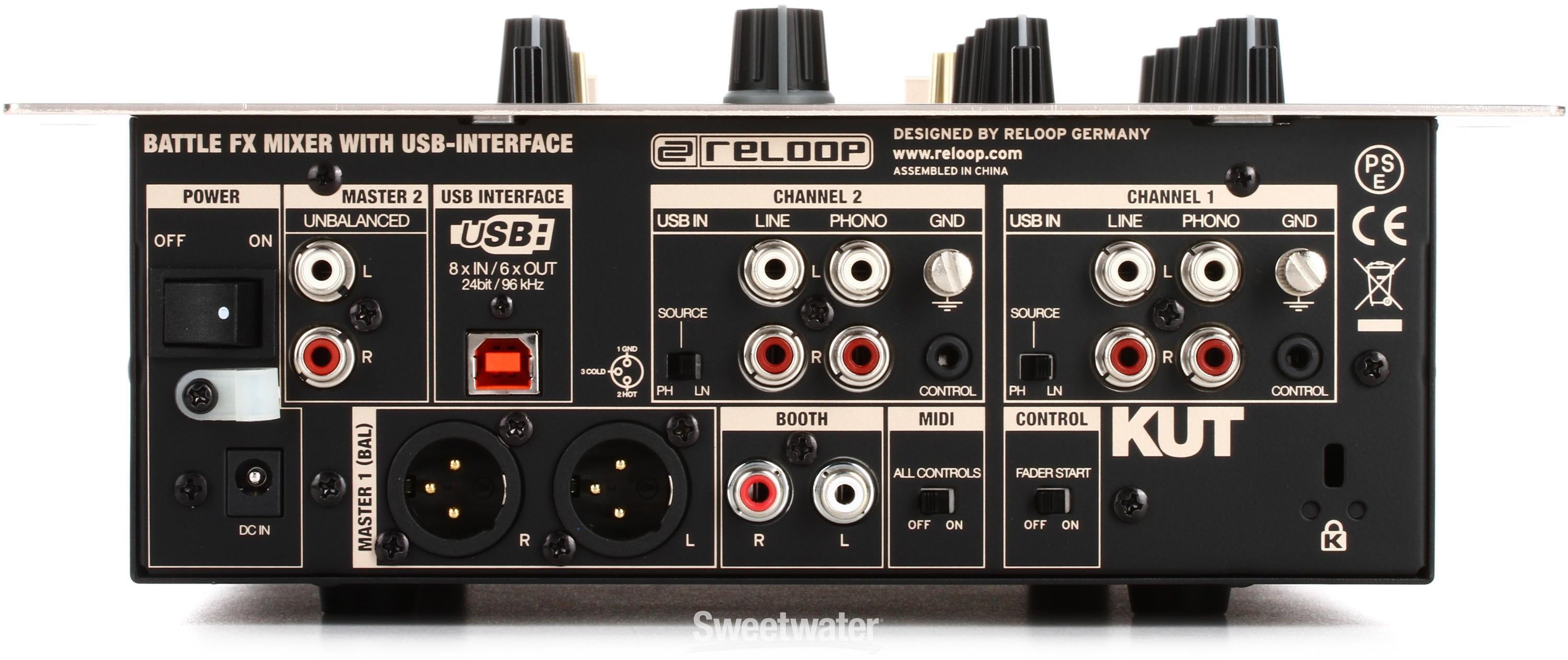 reloop USBインターフェイス搭載のデジタル2chDJミキサー KUT innoFader、USBインターフェイス搭載のデジタル2chバトルDJ