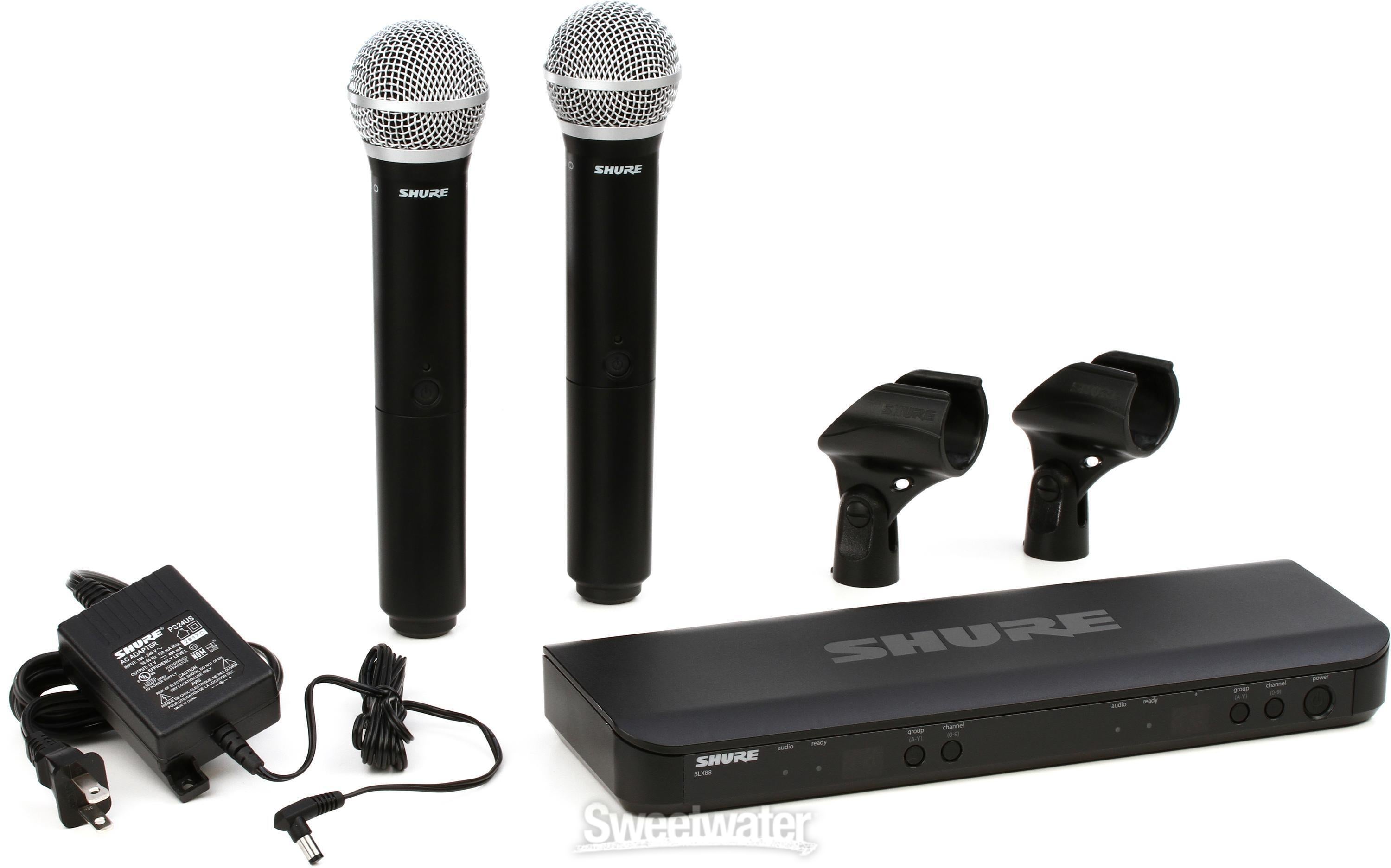 Shure BLX288/PG58 Dual Channel Wireless Handheld Microphone System - H11  Band