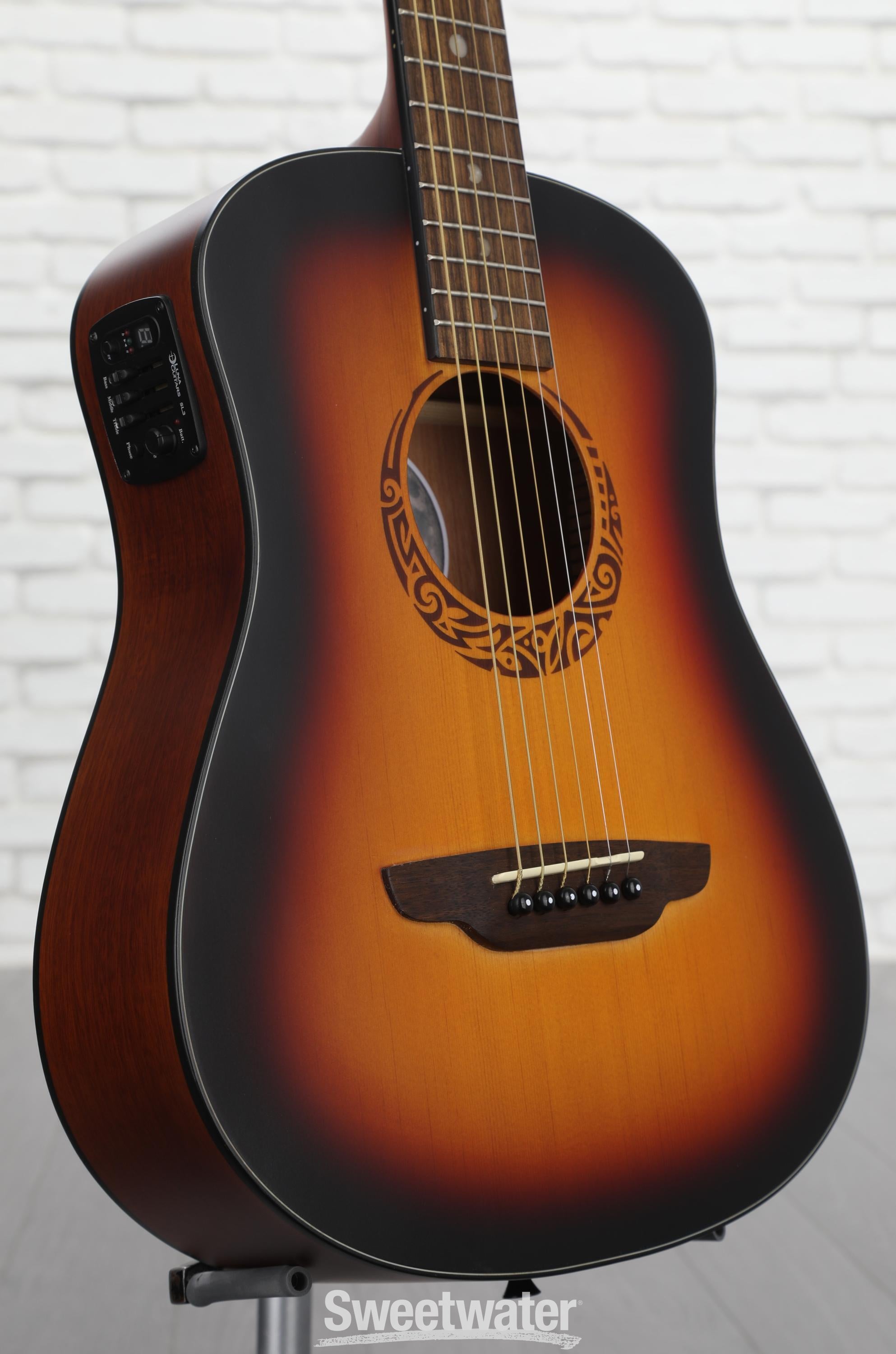 Photo of Luna Safari Tribal Travel Acoustic-Electric Guitar - Tobacco Sunburst Satin