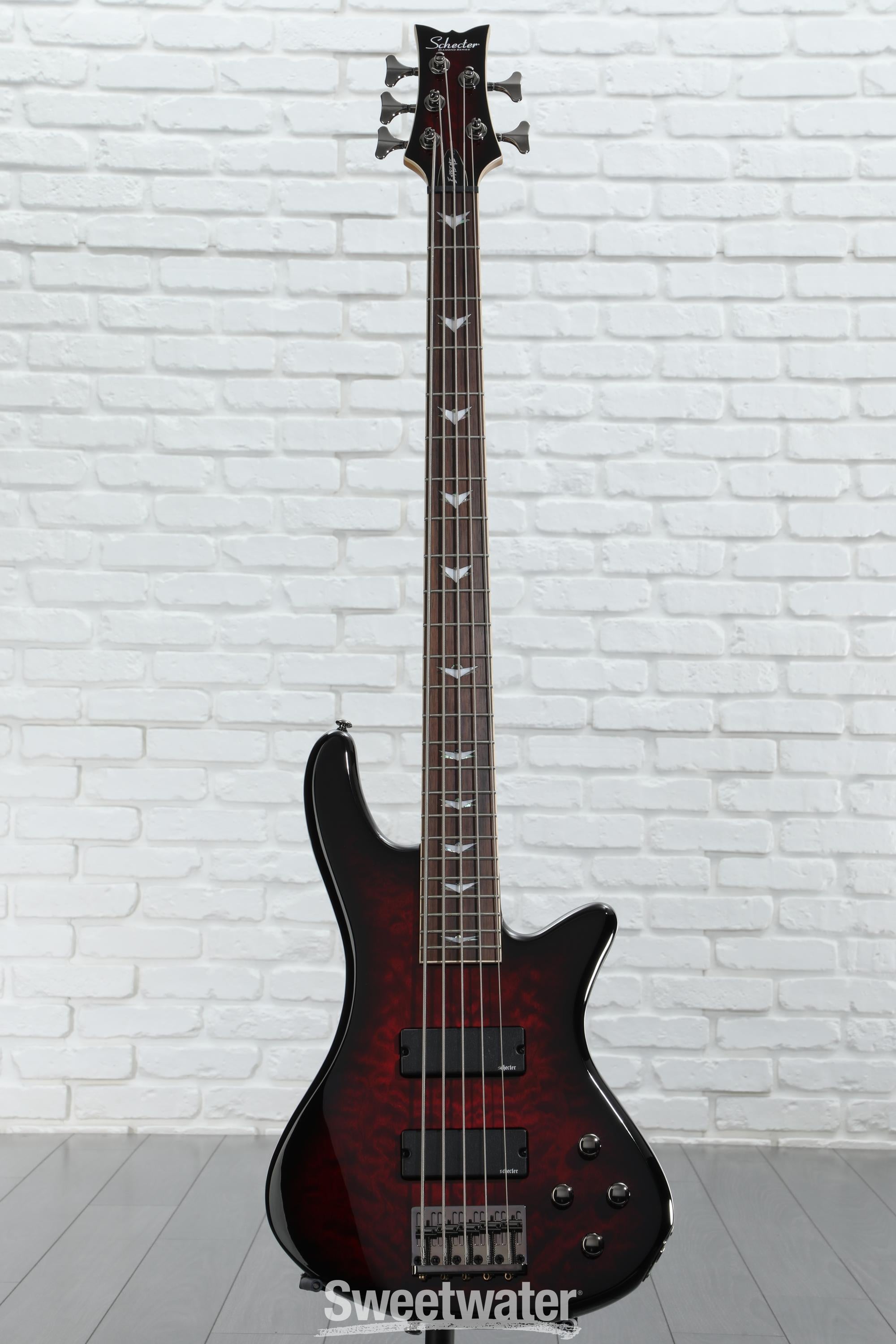 Schecter Stiletto Extreme 5 Bass Guitar - Black Cherry