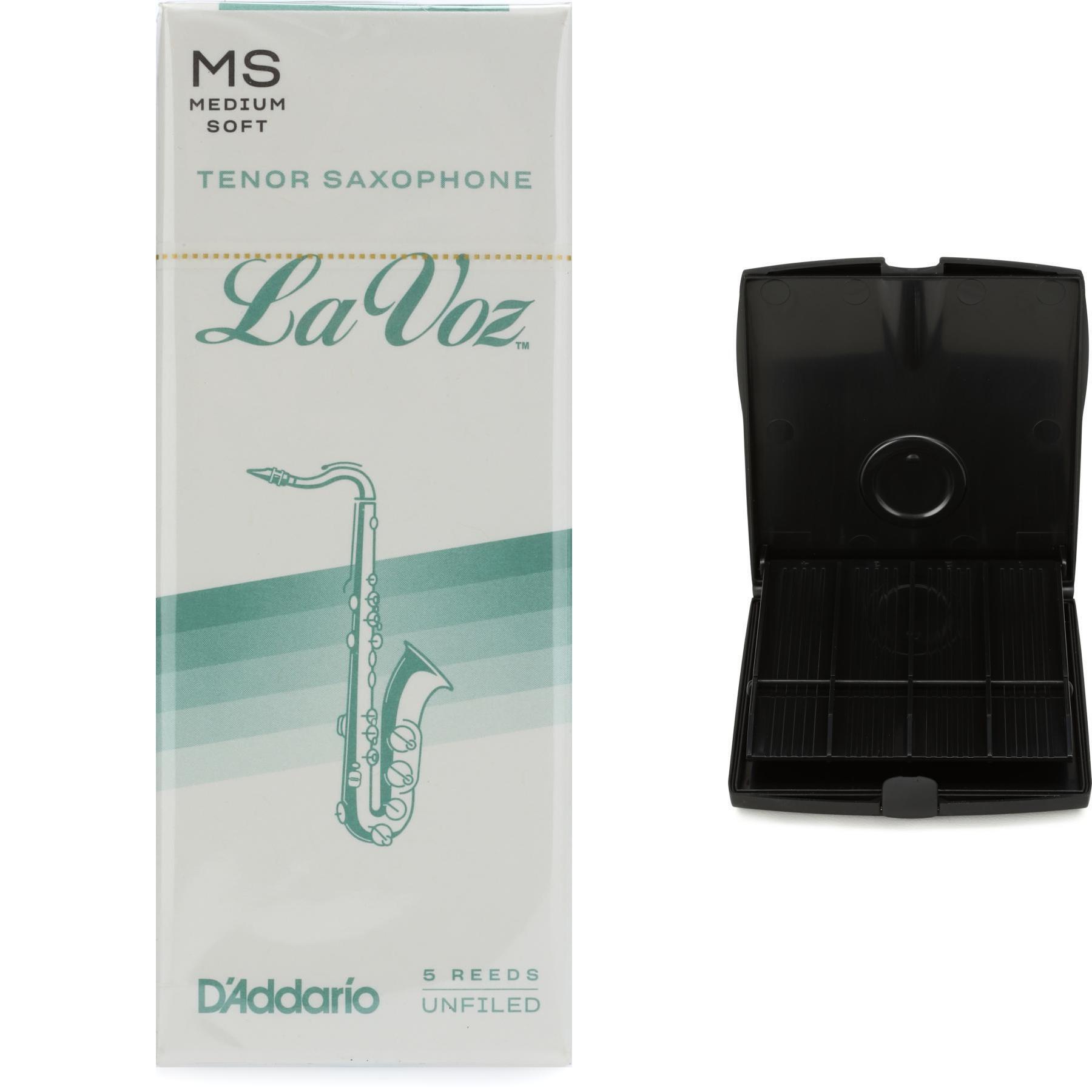D'Addario La Voz Tenor Saxophone Reeds (5-pack) with Reed Vitalizer Case -  Medium Soft