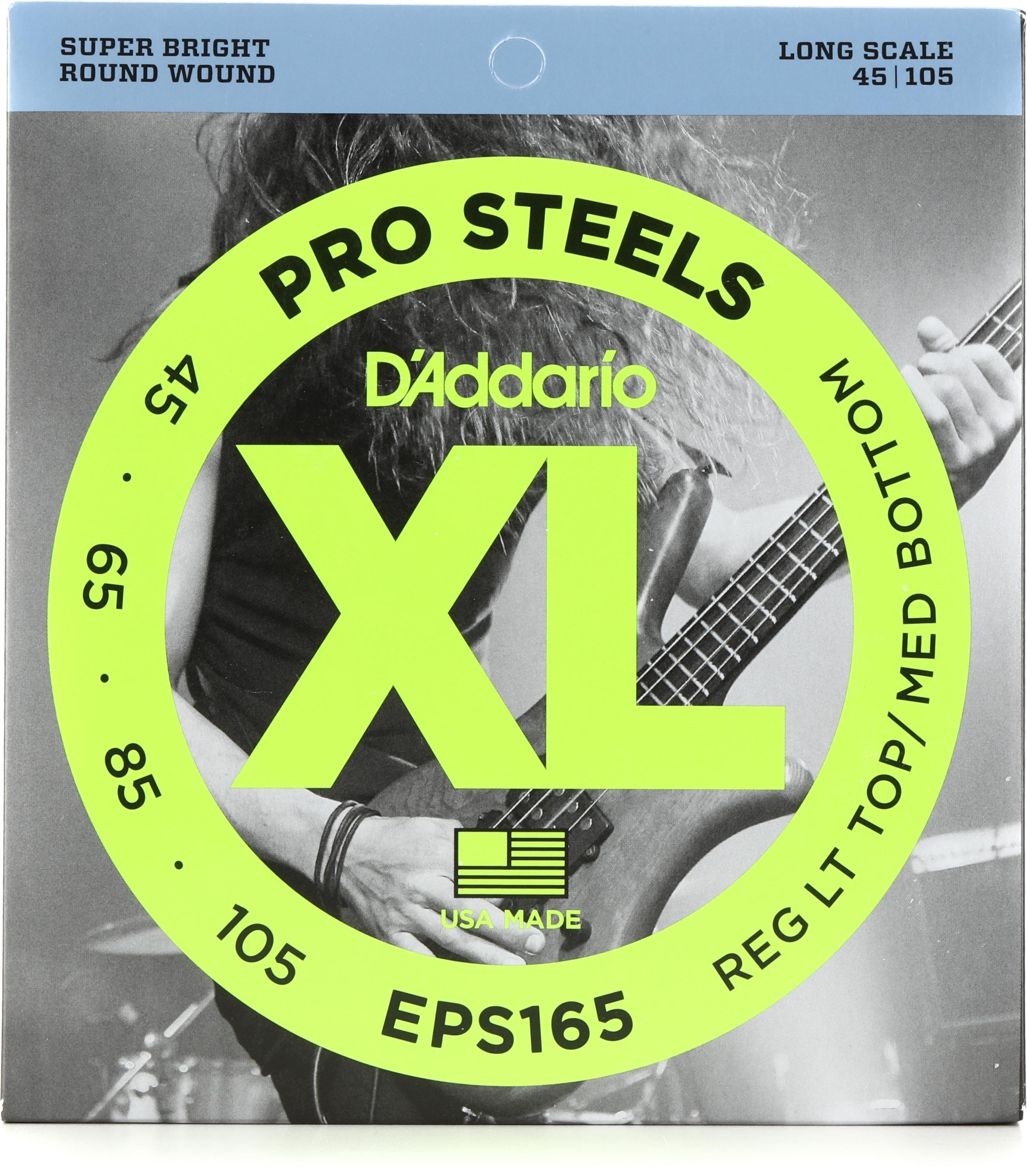Jeu de cordes pour basse EPS165 45-105 Pro Steel D'addario
