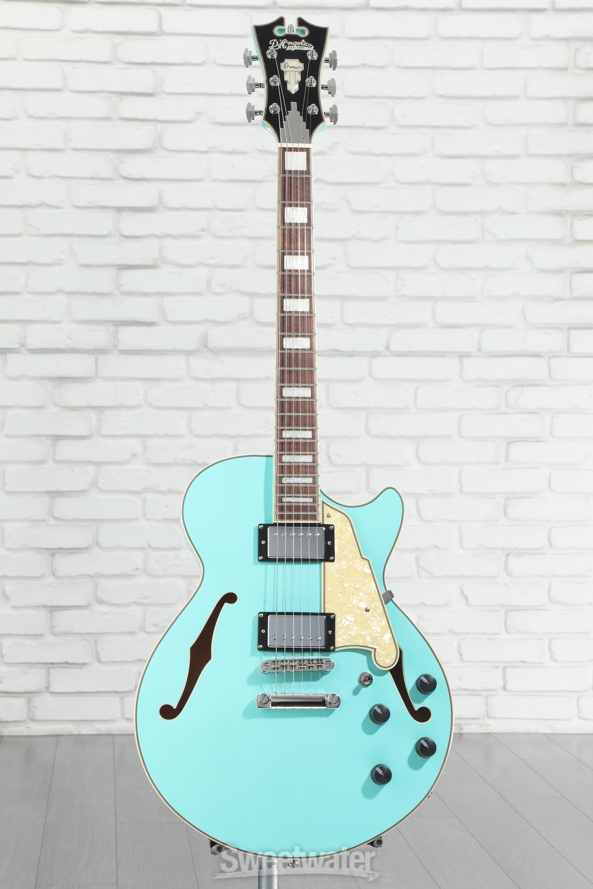 カイトワイルドライフテイラースーツ ANGELICO D'Angelico Premier SS Semi-hollow Electric Guitar - Surf Green