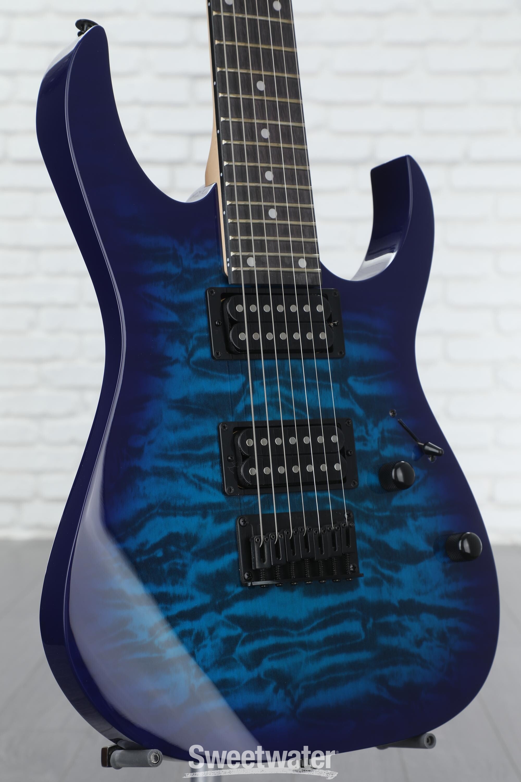 Ibanez Gio GRG7221QA - Transparent Blue Burst | Sweetwater