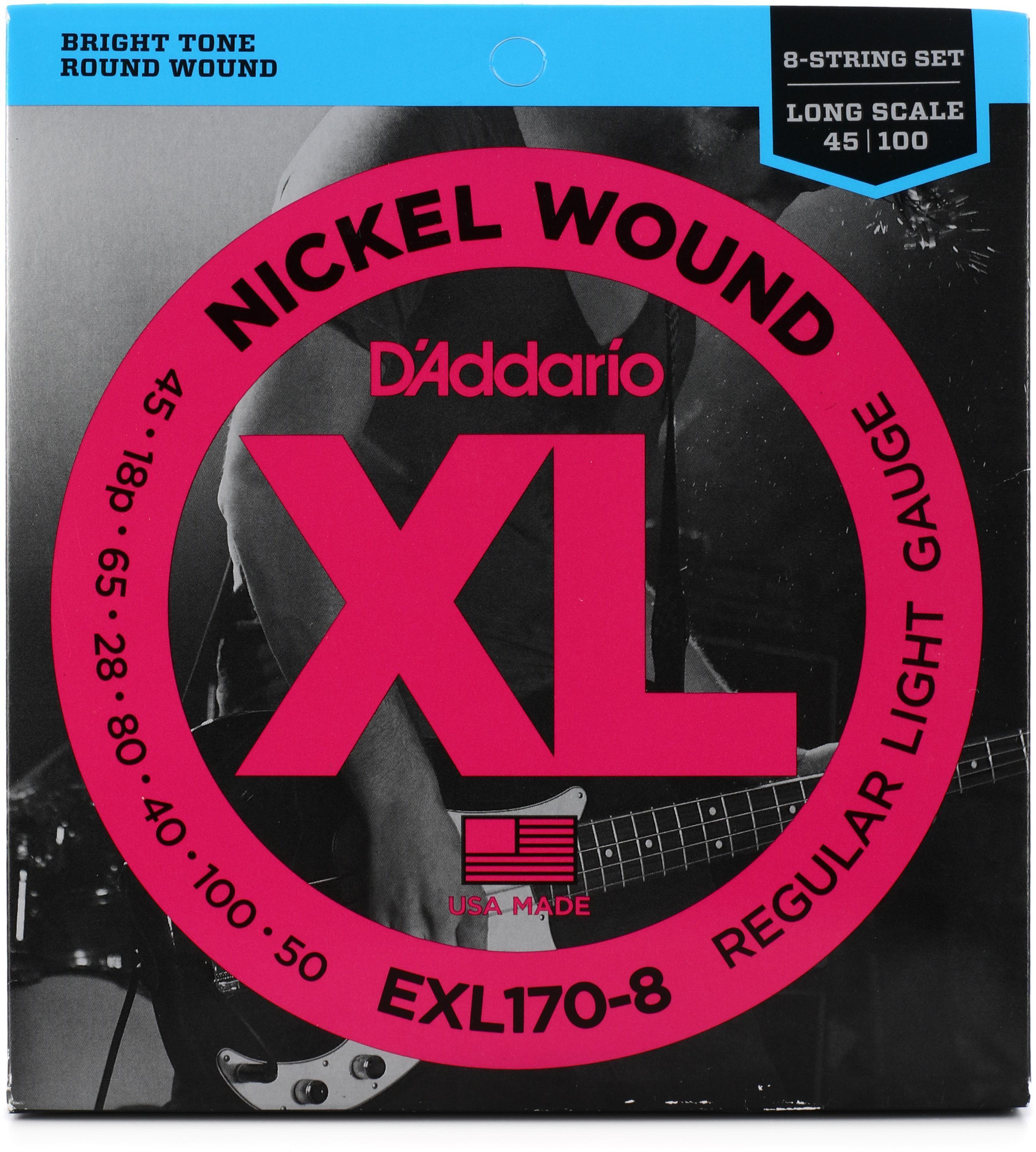 Photo of D'Addario EXL170-8 Nickel Wound Bass Guitar Strings - .045-.100 Regular Light Long Scale 8-string