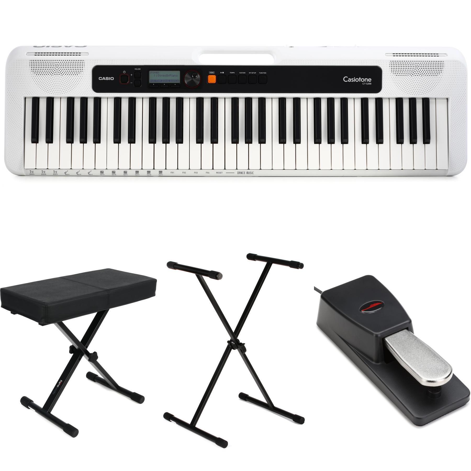 Casio Casiotone CT-S200 61-key Portable Arranger Keyboard Essentials Bundle  - White