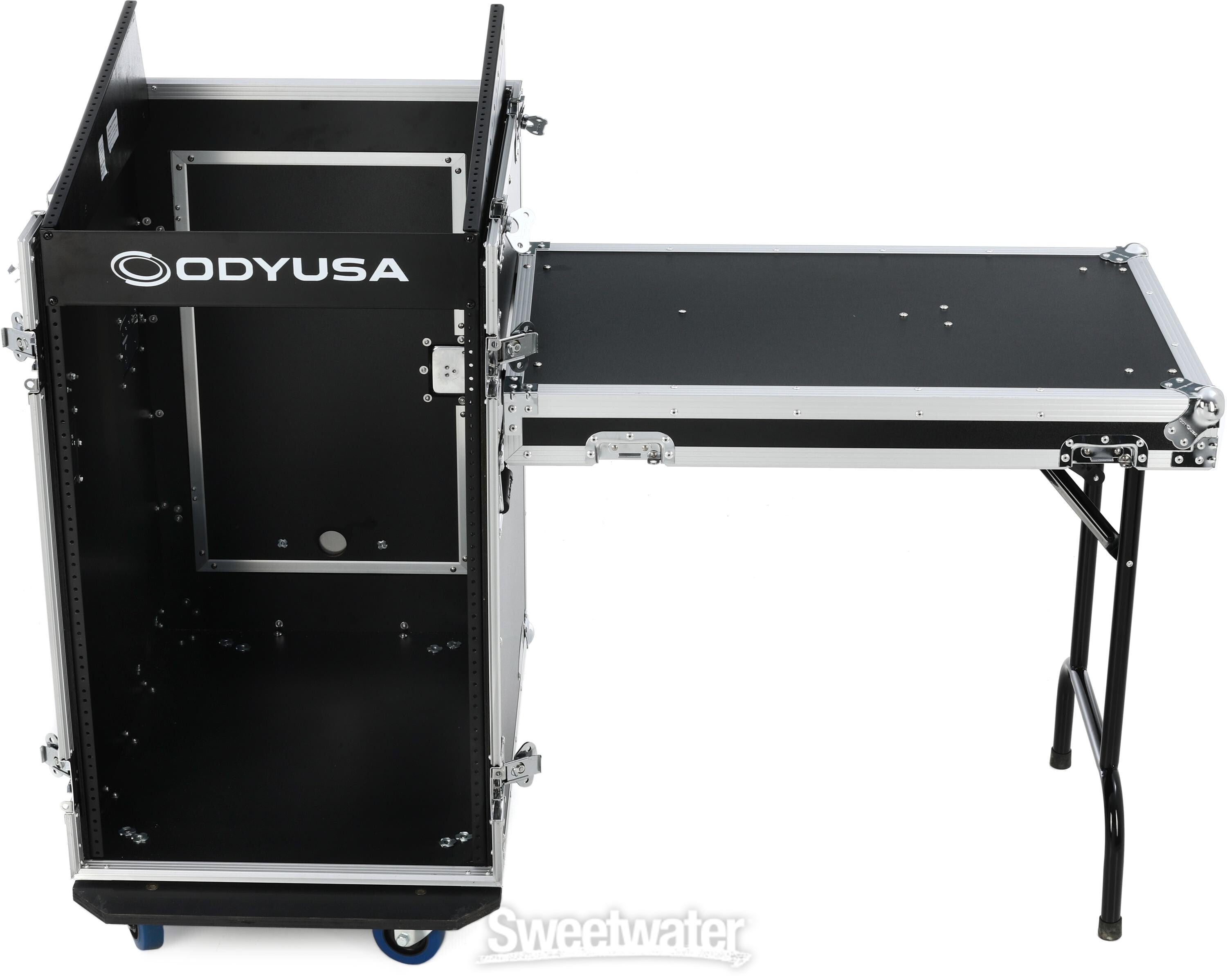 Odyssey FZ1316WDLX 13U Top / 16U Front Pro Combo Rack Case with Side Table  and Casters