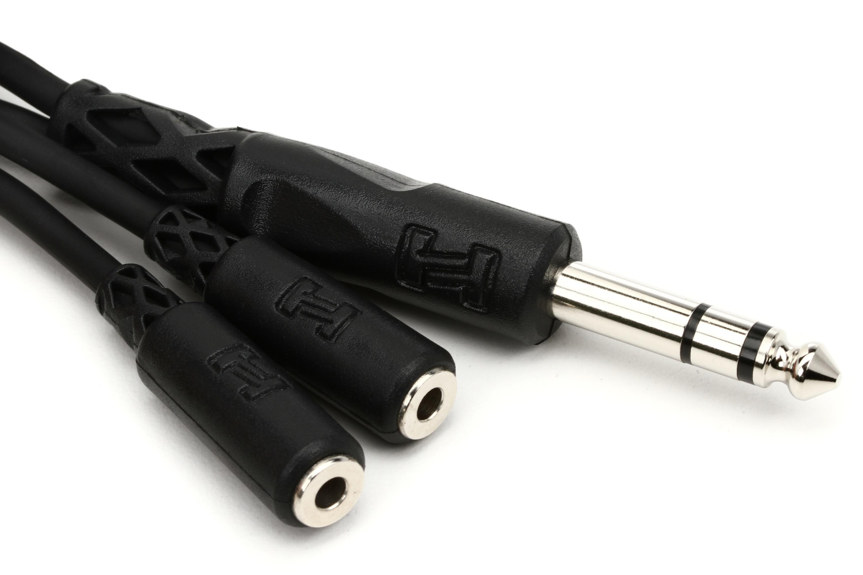 Hosa YMP-234 Y Cable - 1/4 inch TRS Male to Dual 3.5mm TRS Female