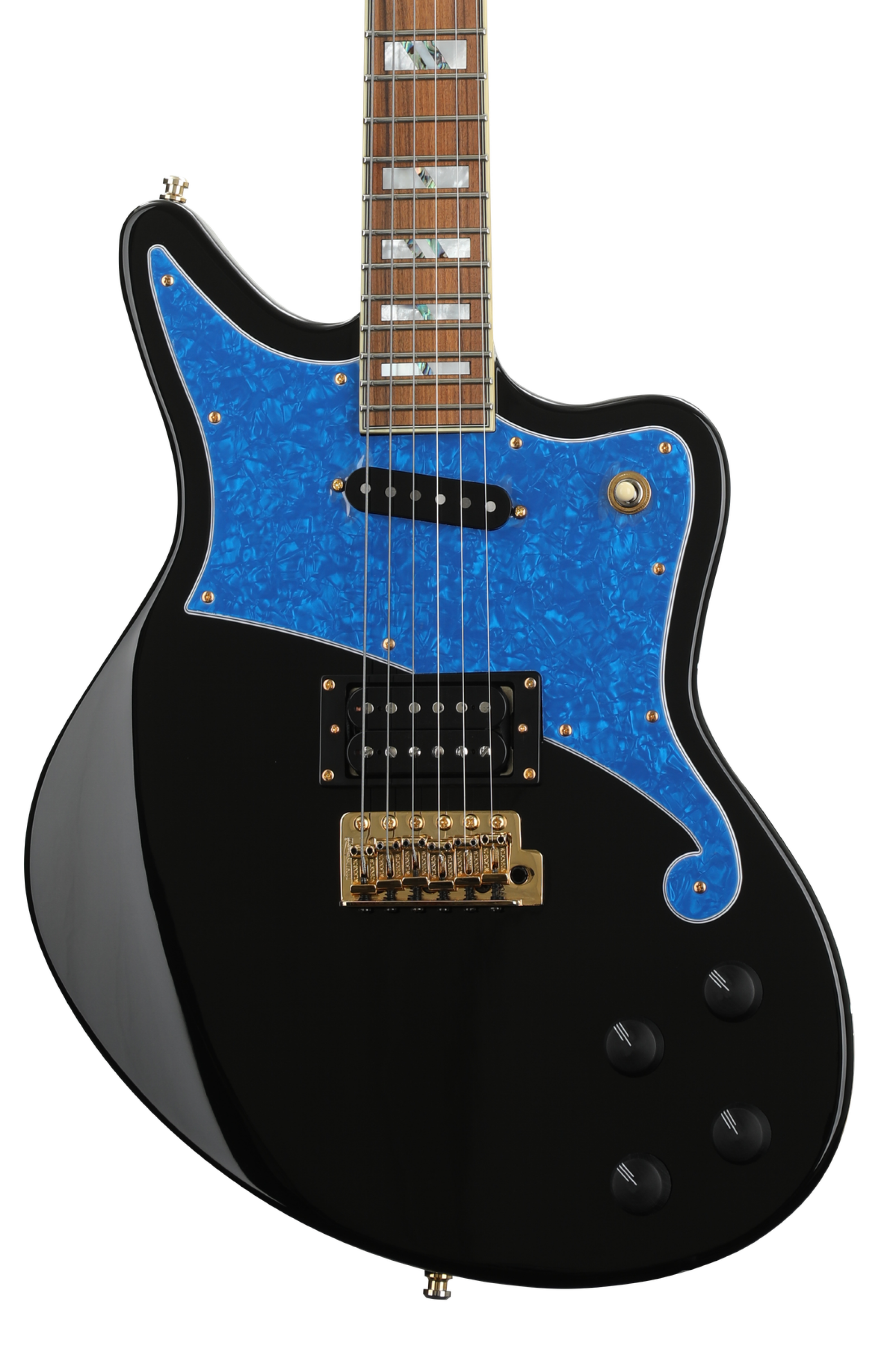 D'Angelico Deluxe Bedford - Black with Blue Pearl Pickguard