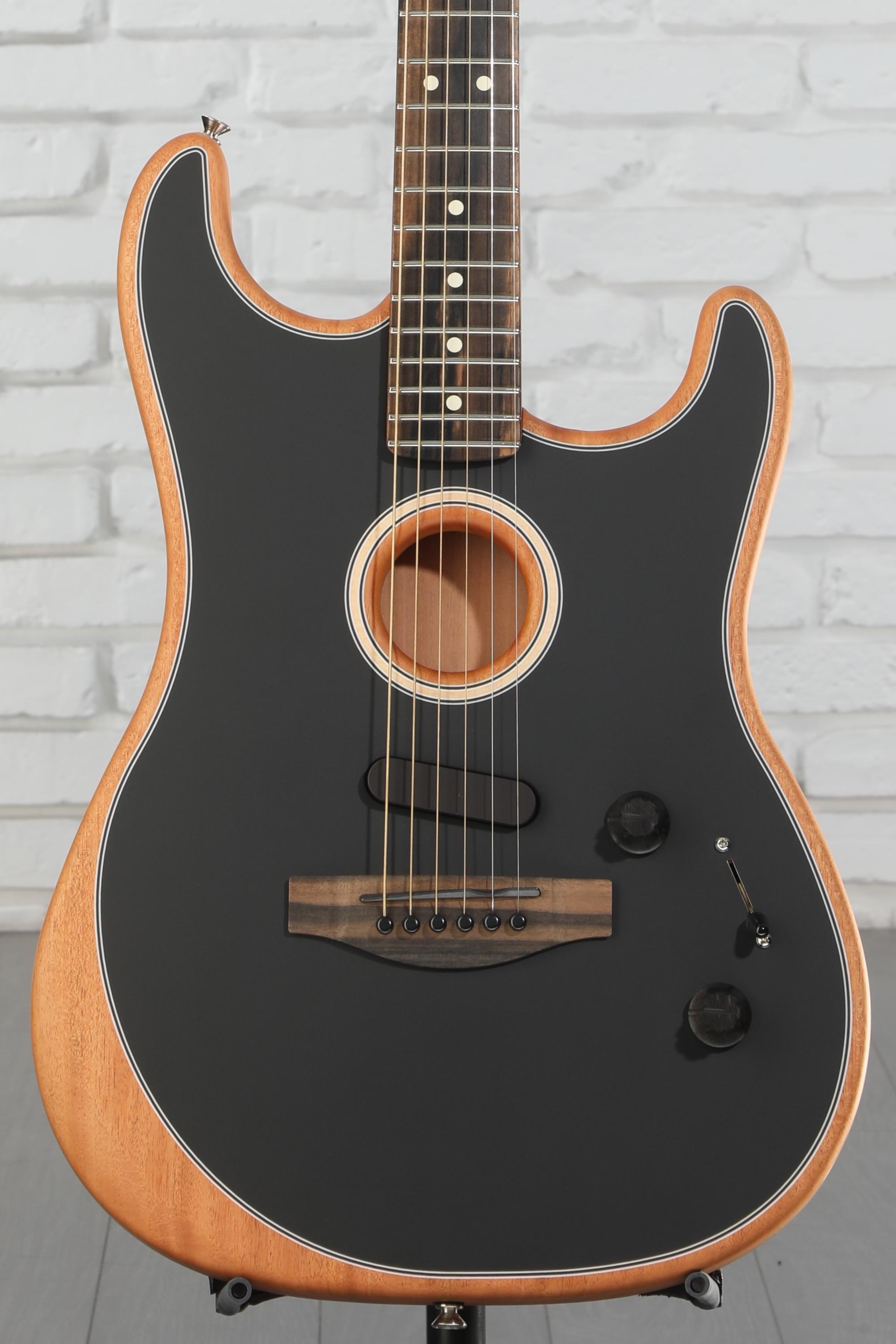 ギター Fender Acoustasonic Standard Black Fender American Acoustasonic Stratocaster Acoustic-Electric