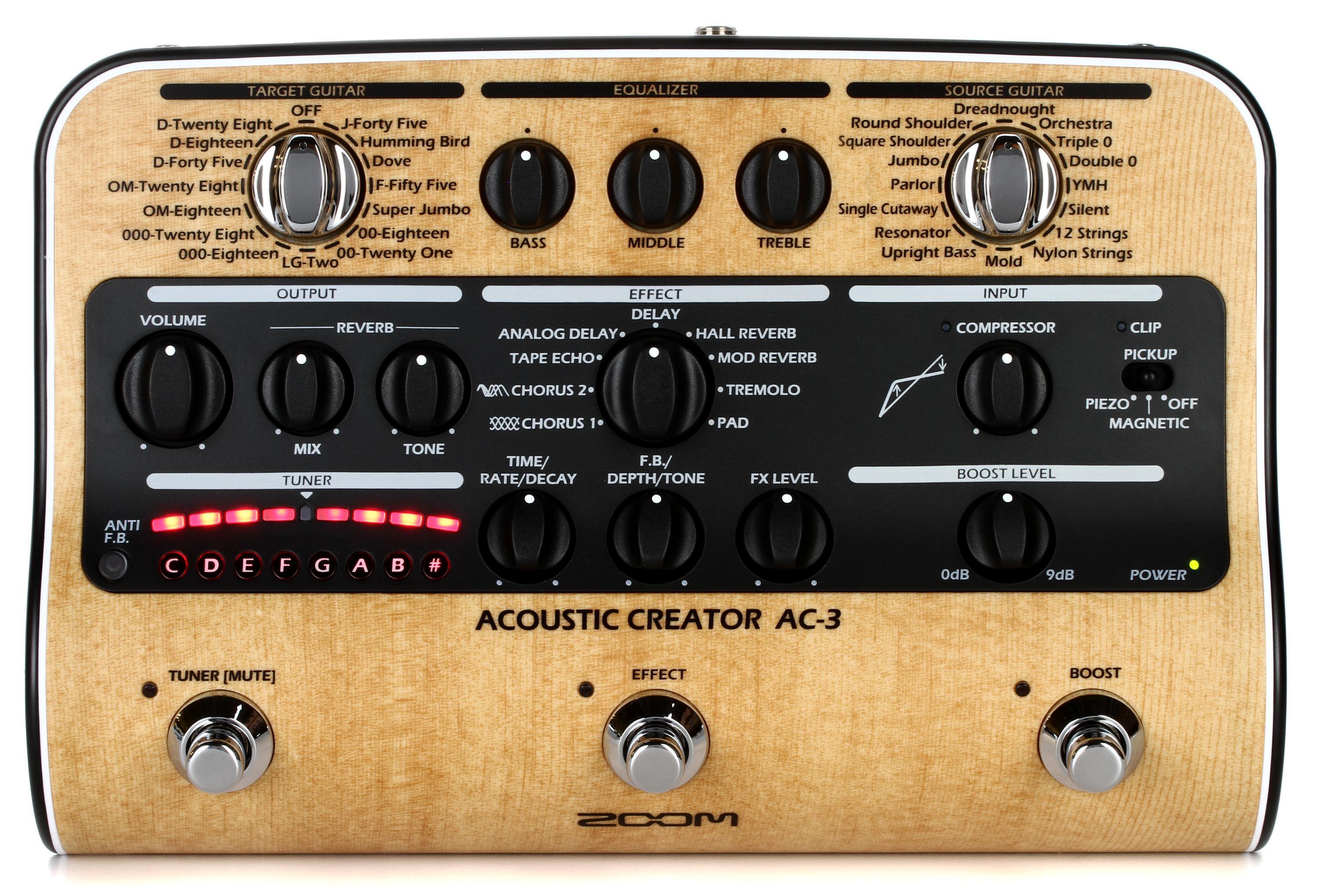 Zoom AC-3 Acoustic Creator Enhanced Direct Box and Multi-effects Pedal