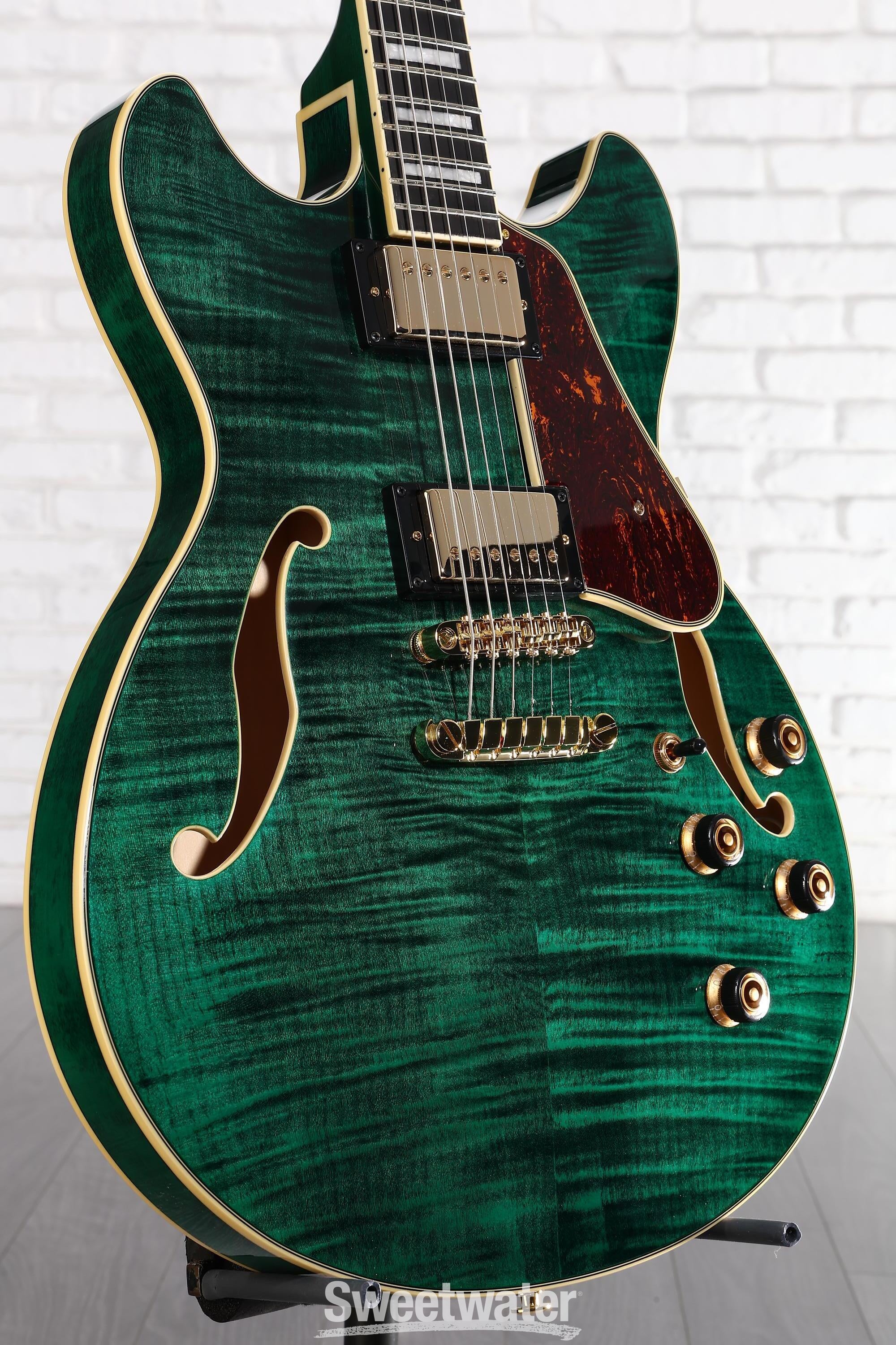 Photo of Ibanez Artcore Expressionist AS93FM Semi-hollow Electric Guitar - Transparent Moss Green