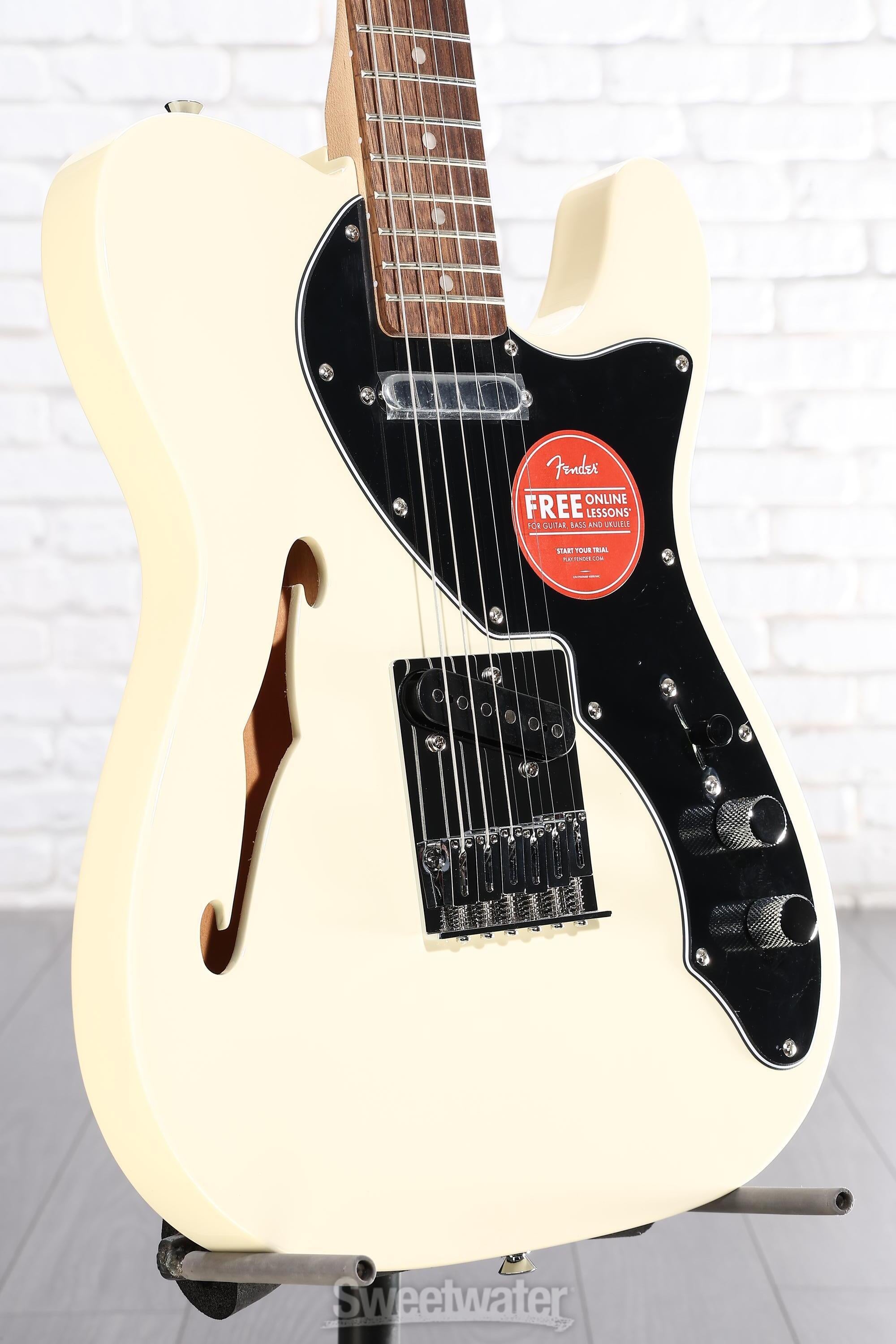 Photo of Squier Affinity Series Telecaster Thinline Electric Guitar - Olympic White with Laurel Fingerboard