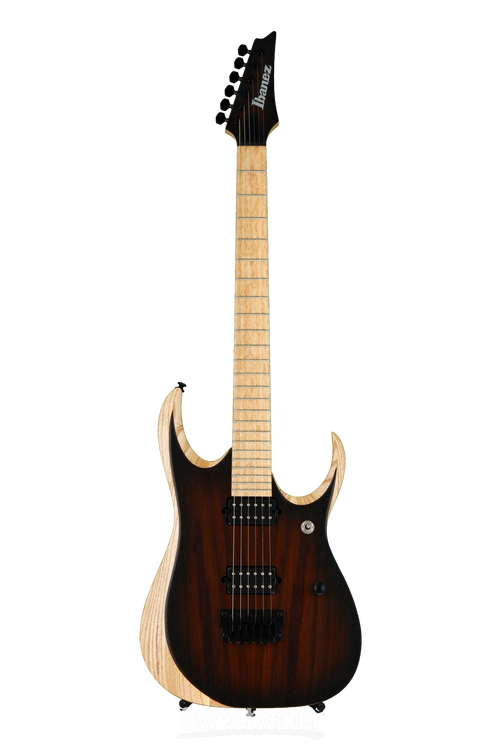 Ibanez RGDIX6MRW Iron Label, Sweetwater USA Exclusive - Charcoal Brown  Burst Flat