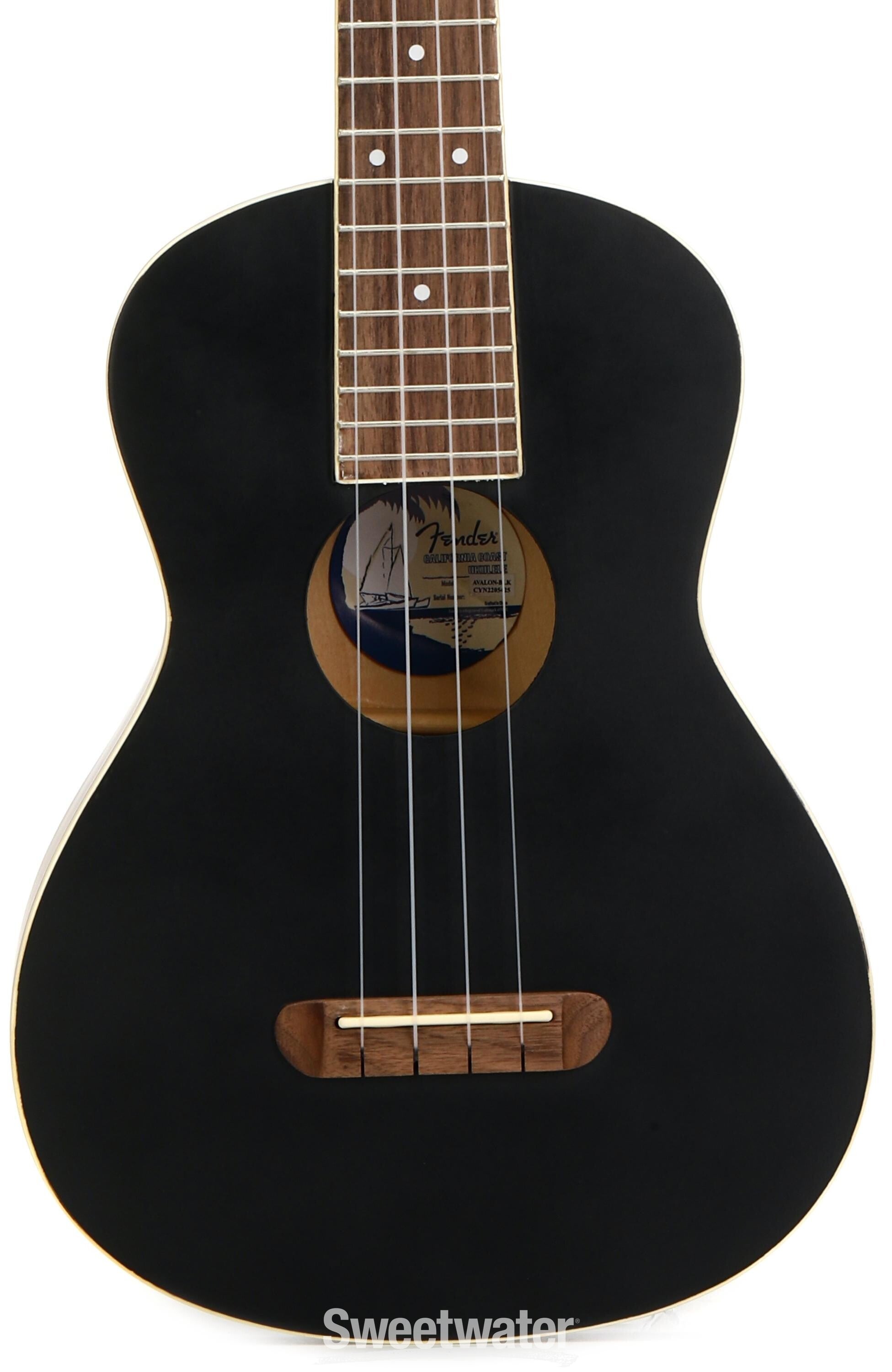 Fender Avalon Tenor Ukulele - Black | Sweetwater