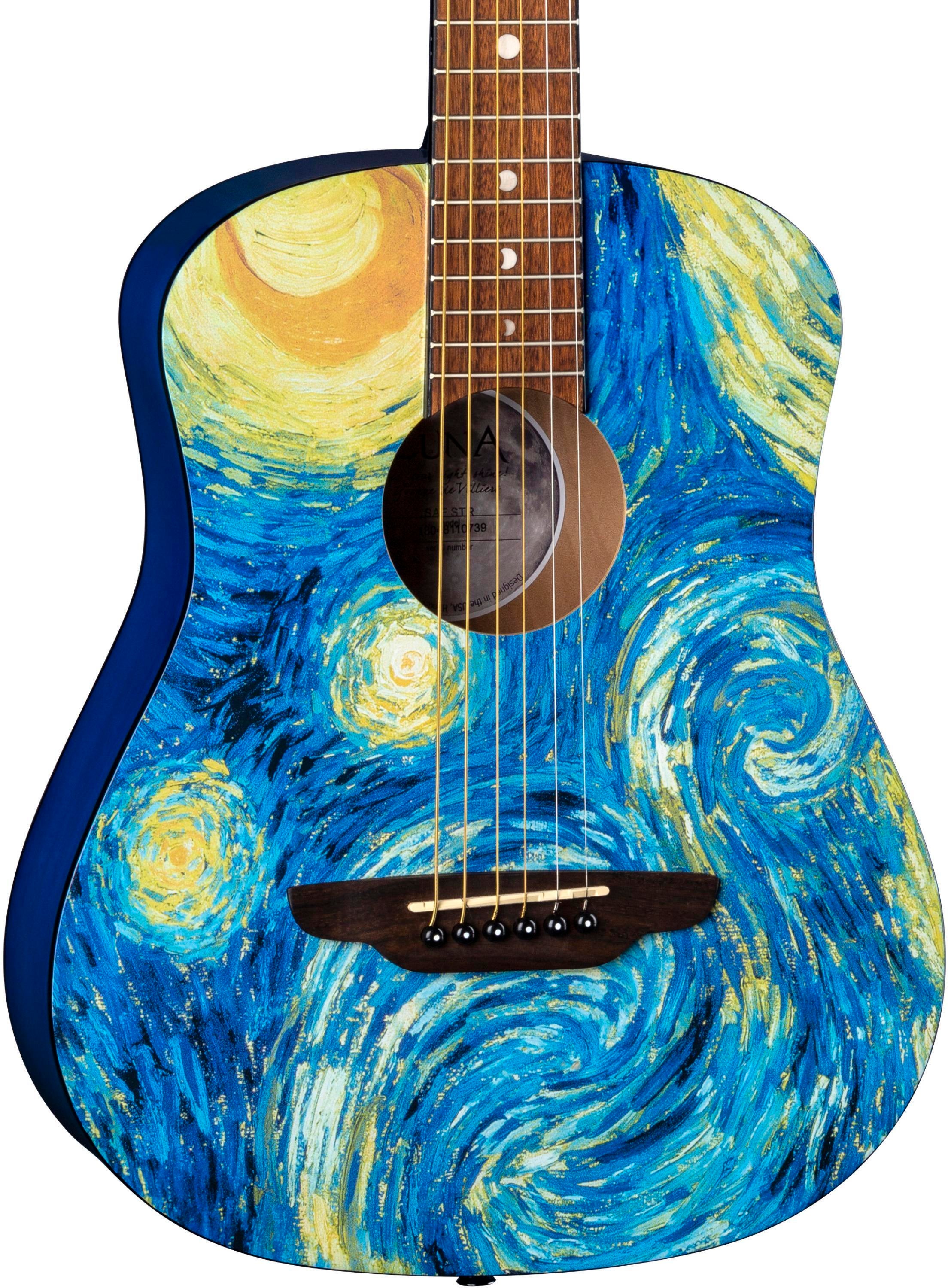 Luna Safari Starry Night Travel Guitar - Starry Night Graphic