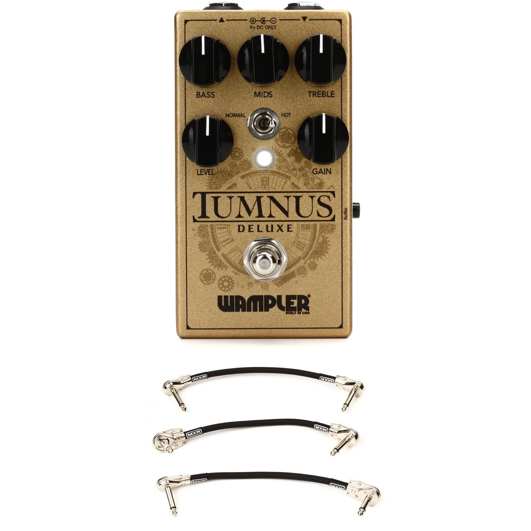 Wampler Tumnus Deluxe Transparent Overdrive Pedal with 3 Patch Cables Bundle