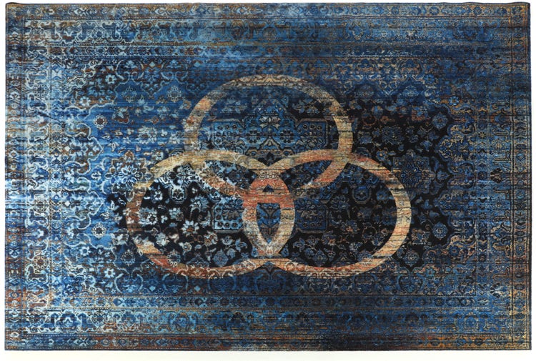 DRUMnBASE Rugs 428632 4.26 x 3 ft. Vintage Persian Style Stage Mat, Grey