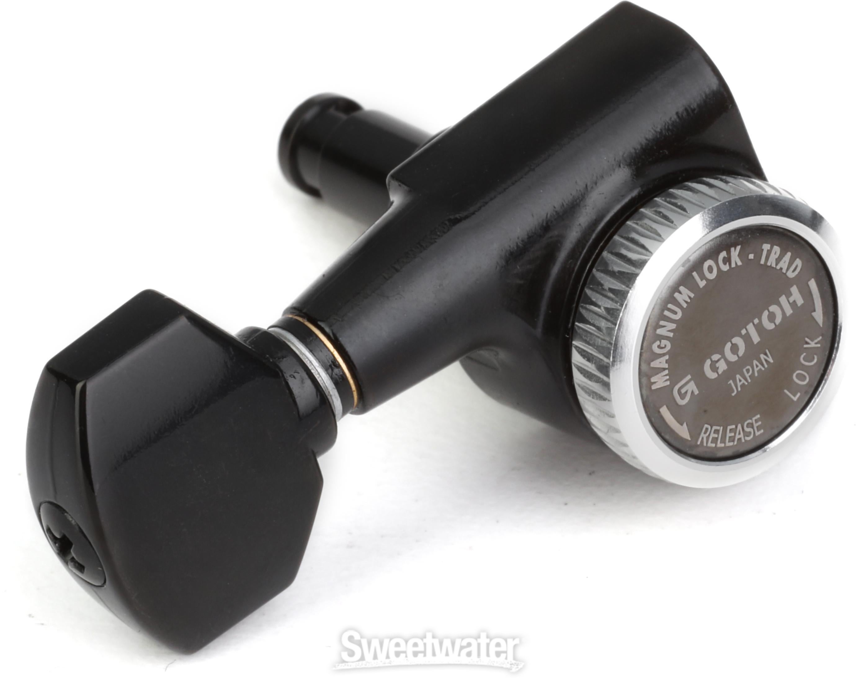 Gotoh SG381 07 MG T Locking Tuners 6 In line Left handed Black Chrome Sweetwater