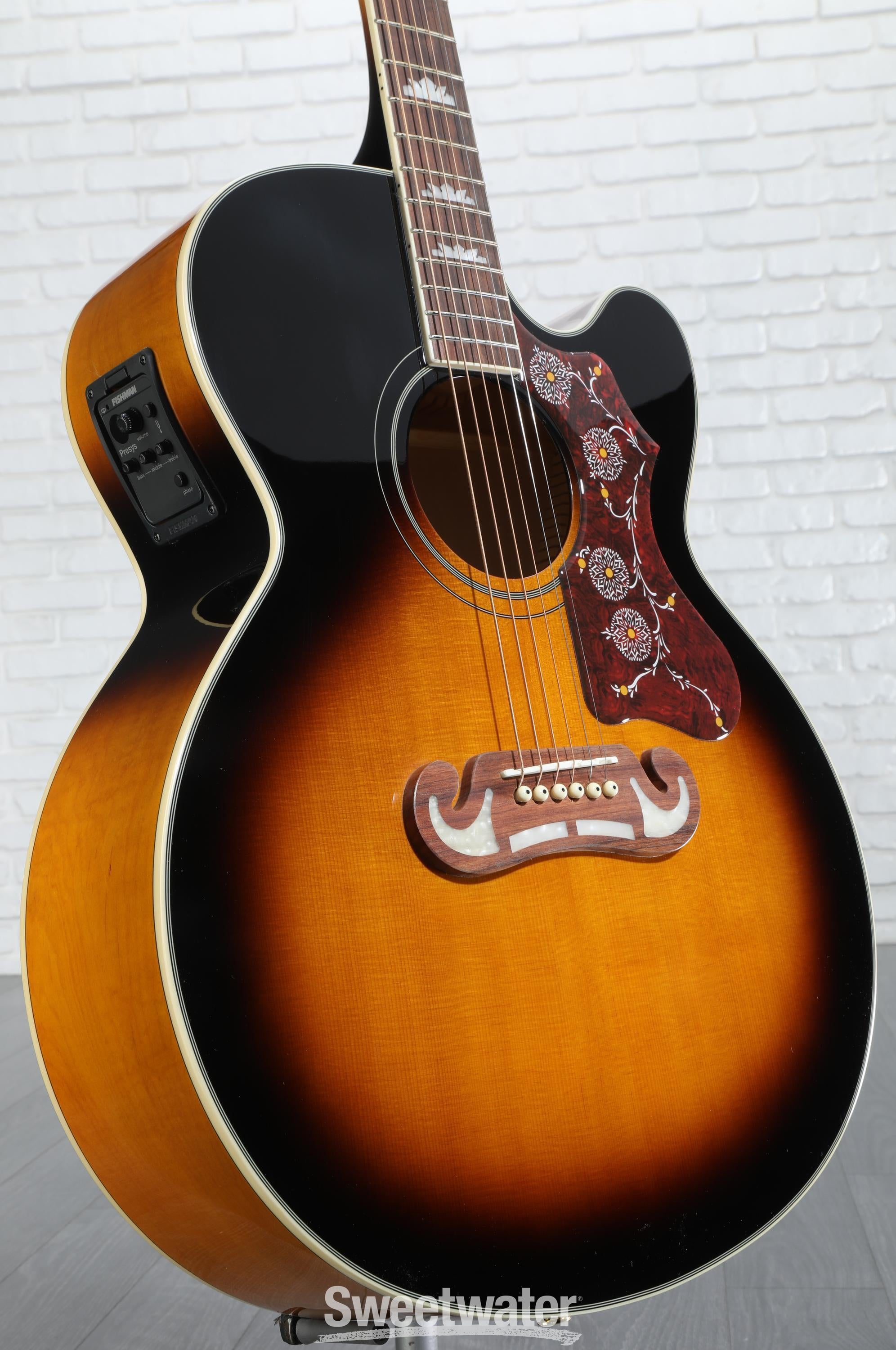 Epiphone J-200EC Studio Acoustic-Electric Guitar - Vintage Sunburst |  Sweetwater