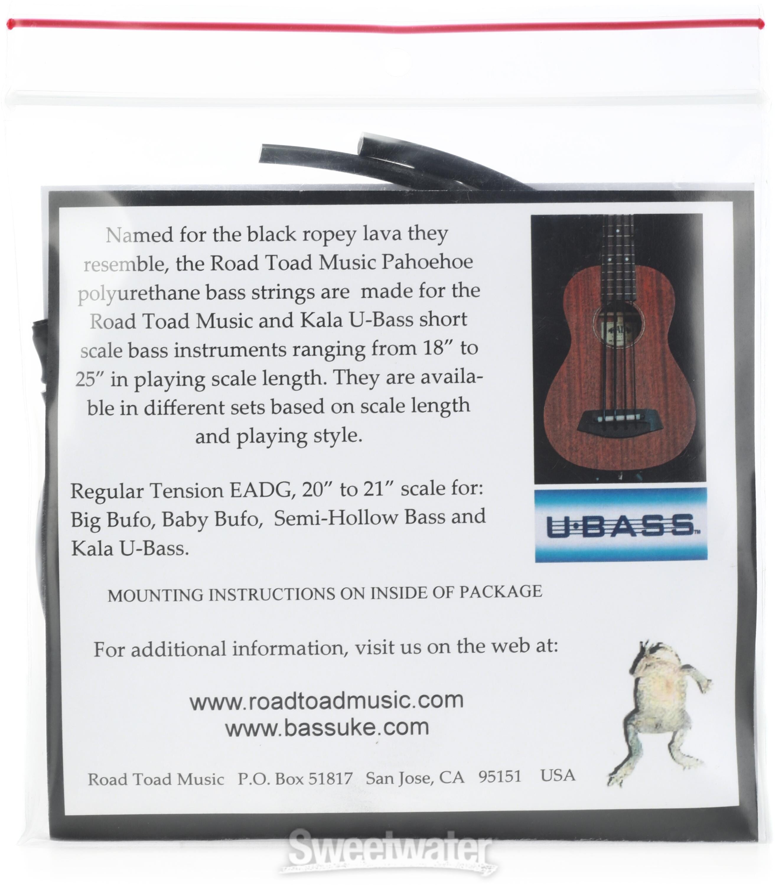 Road Toad Music U-Bass Pahoehoe Ukulele Strings - 4-string Black 