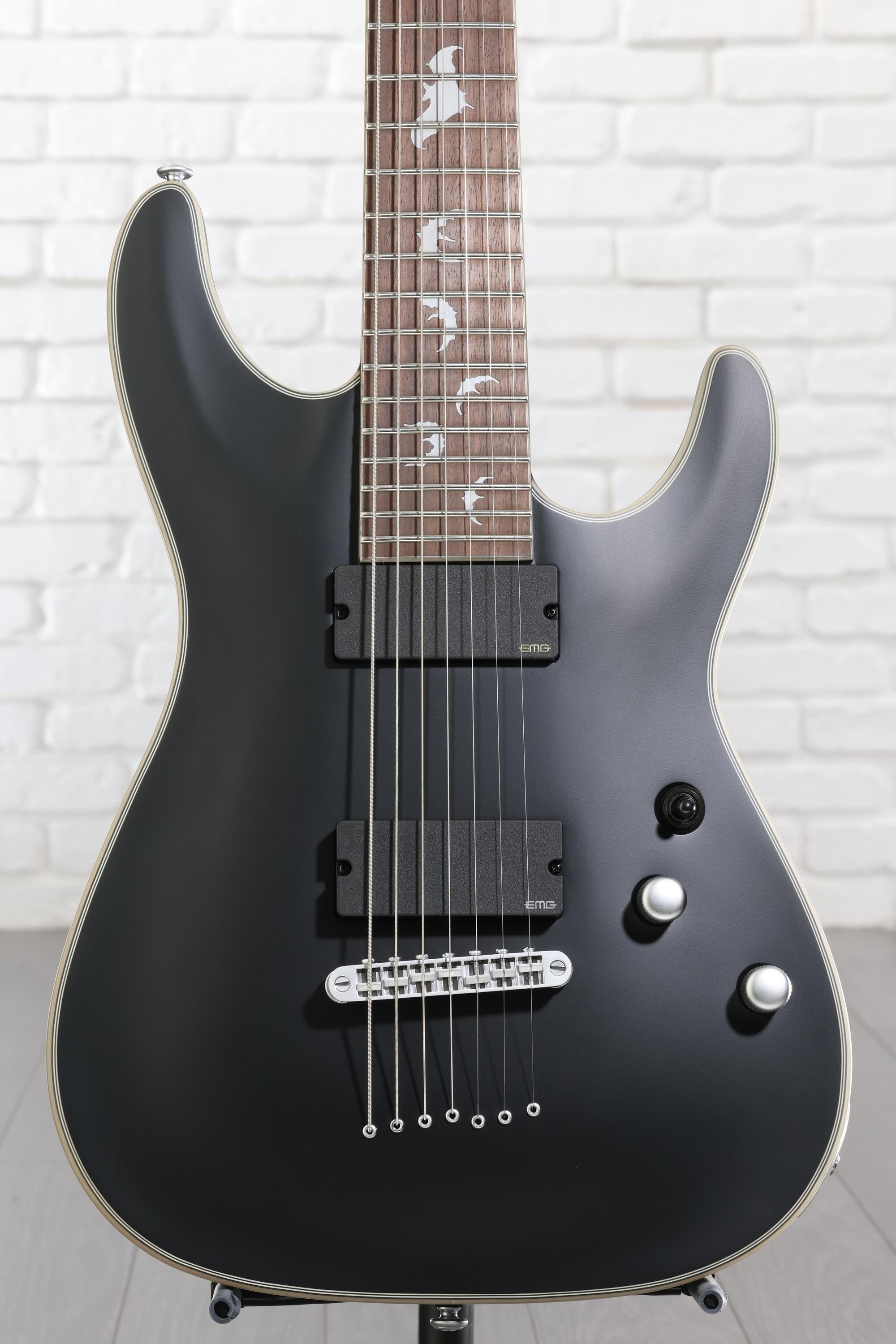 Schecter Damien Platinum 7 Electric Guitar - Satin Black | Sweetwater