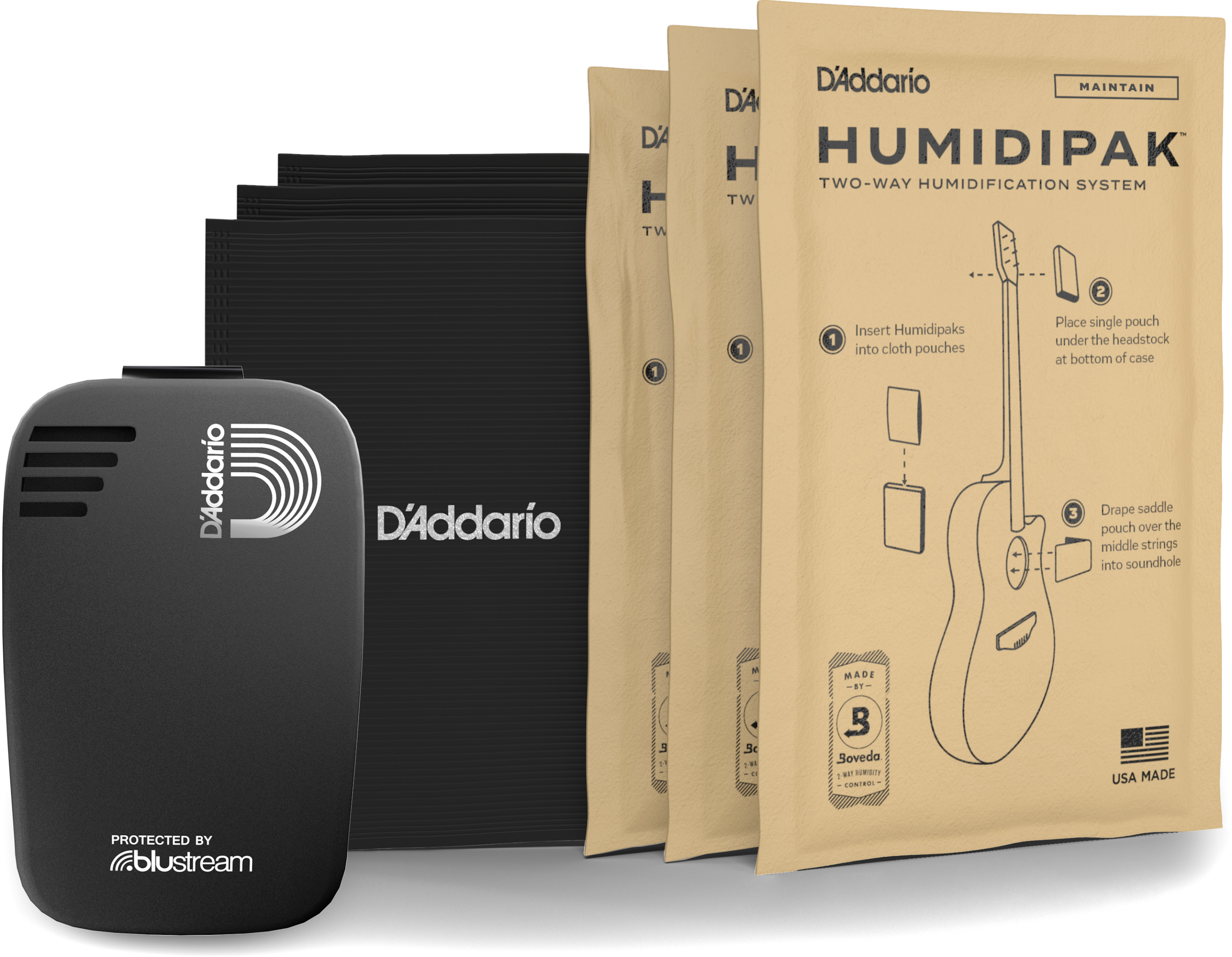 D'Addario Guitar Humidifier Tracking - Humiditrak - Bluetooth Humidity and Temperature  Sensor to Monitor Guitar Humidification, Temperature, Impact