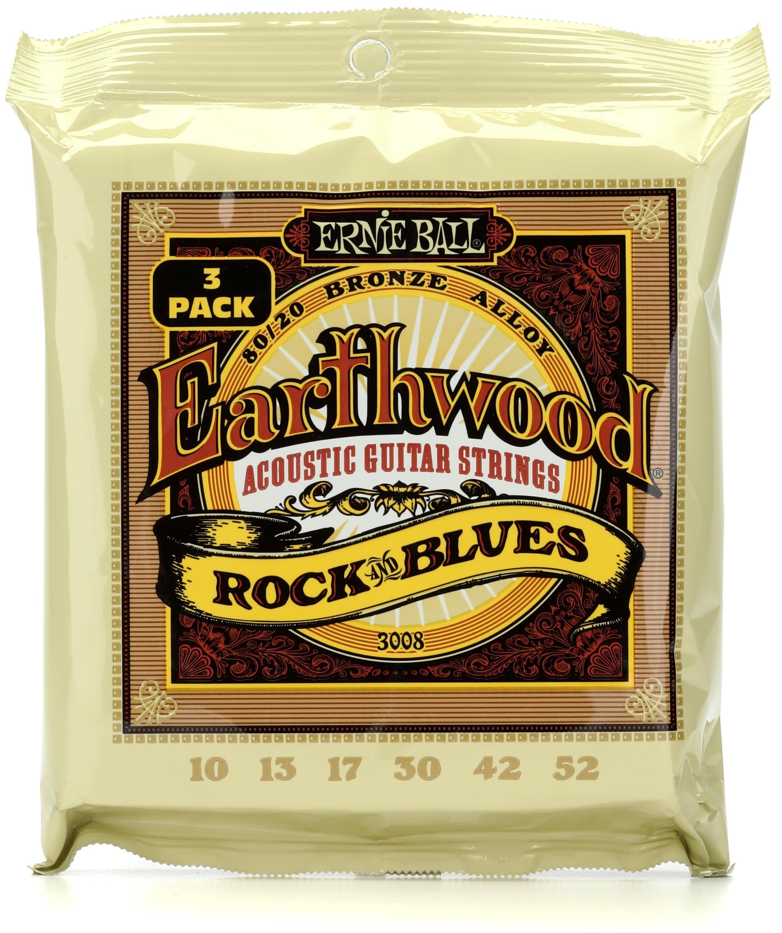 Ernie Ball 3008 Earthwood 80 20 Bronze Acoustic Guitar Strings