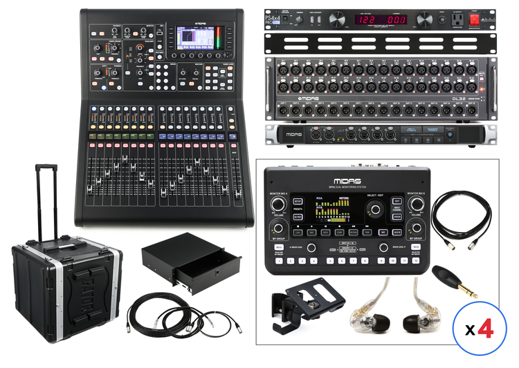 Midas M32R LIVE 40-channel Digital Mixer with MDL32 Stagebox and