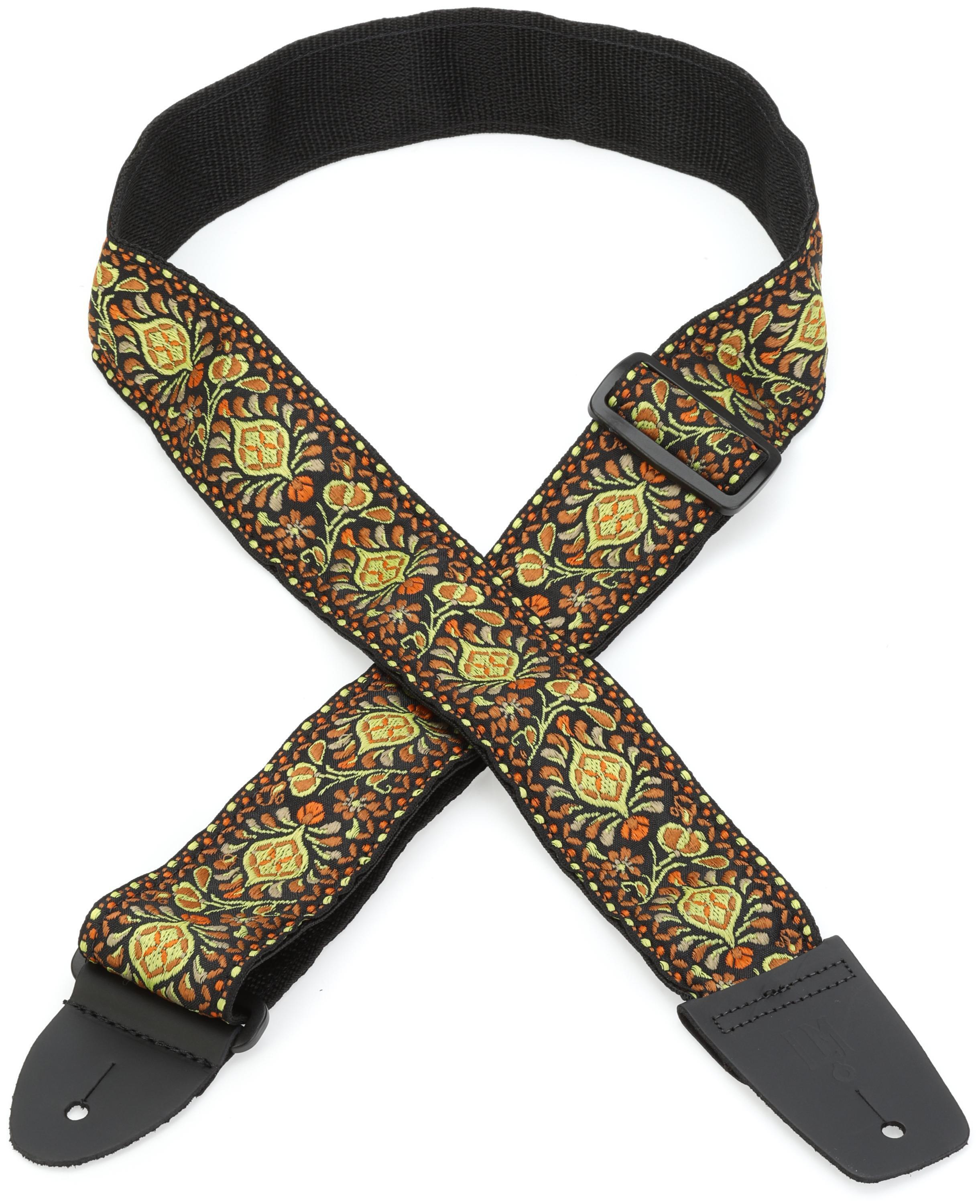 Vintage Jacquard Woven Banjo Strap - Yellow Paisley