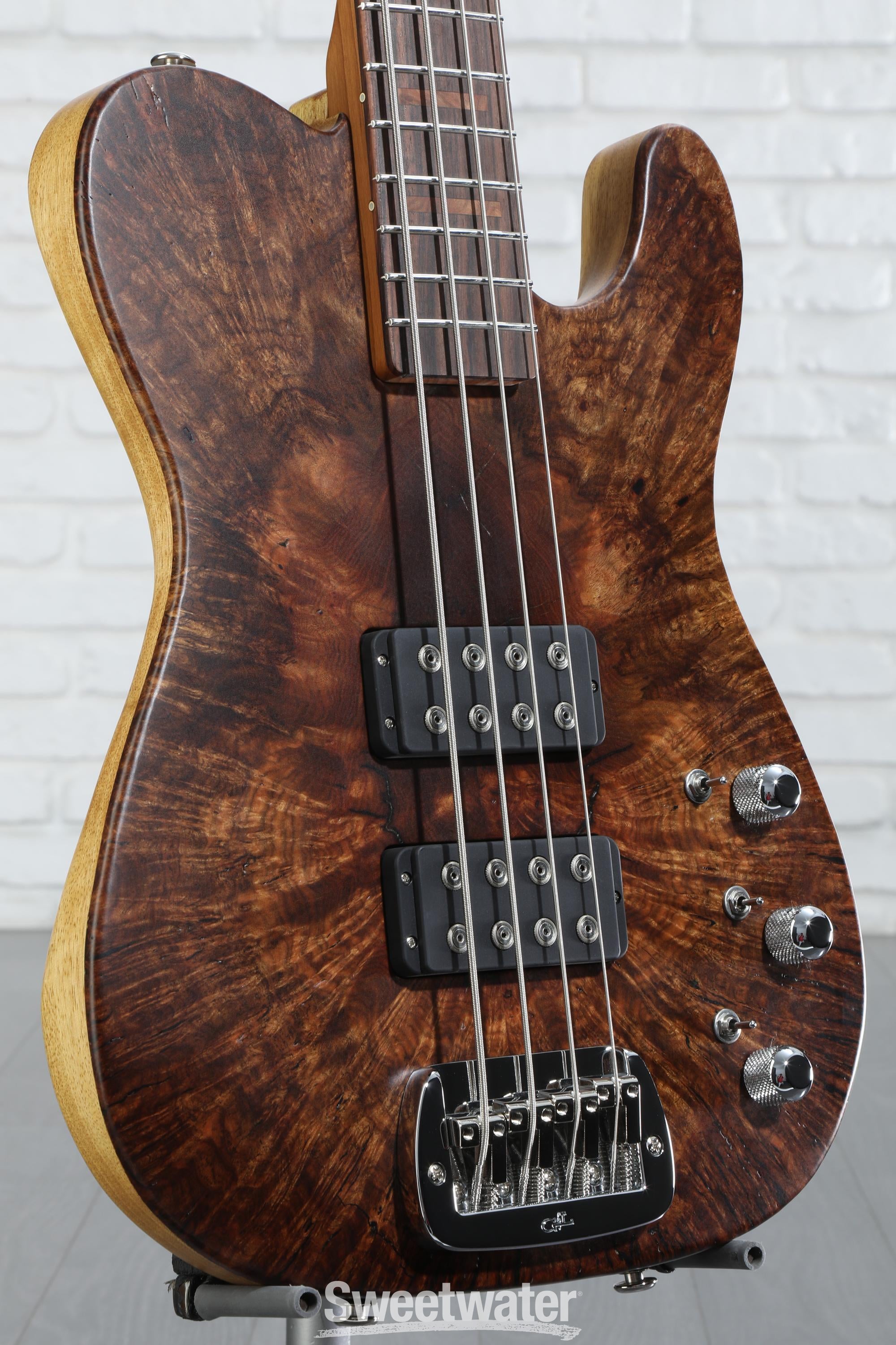 G&L Custom Shop ASAT Bass Guitar - Natural Walnut Burl | Sweetwater