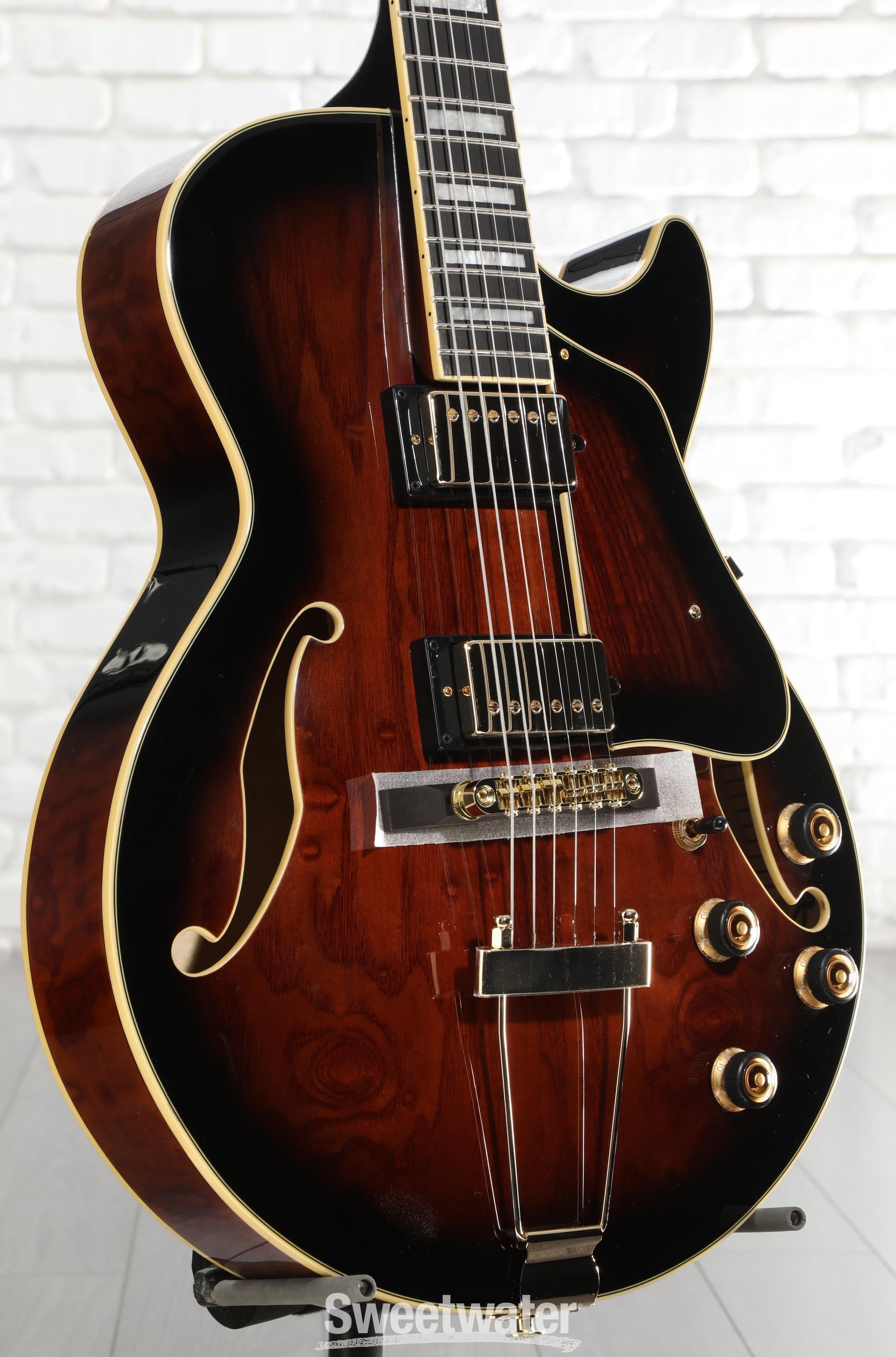 Photo of Ibanez Artcore Expressionist AG95QA Semi-hollow Electric Guitar - Dark Brown Sunburst
