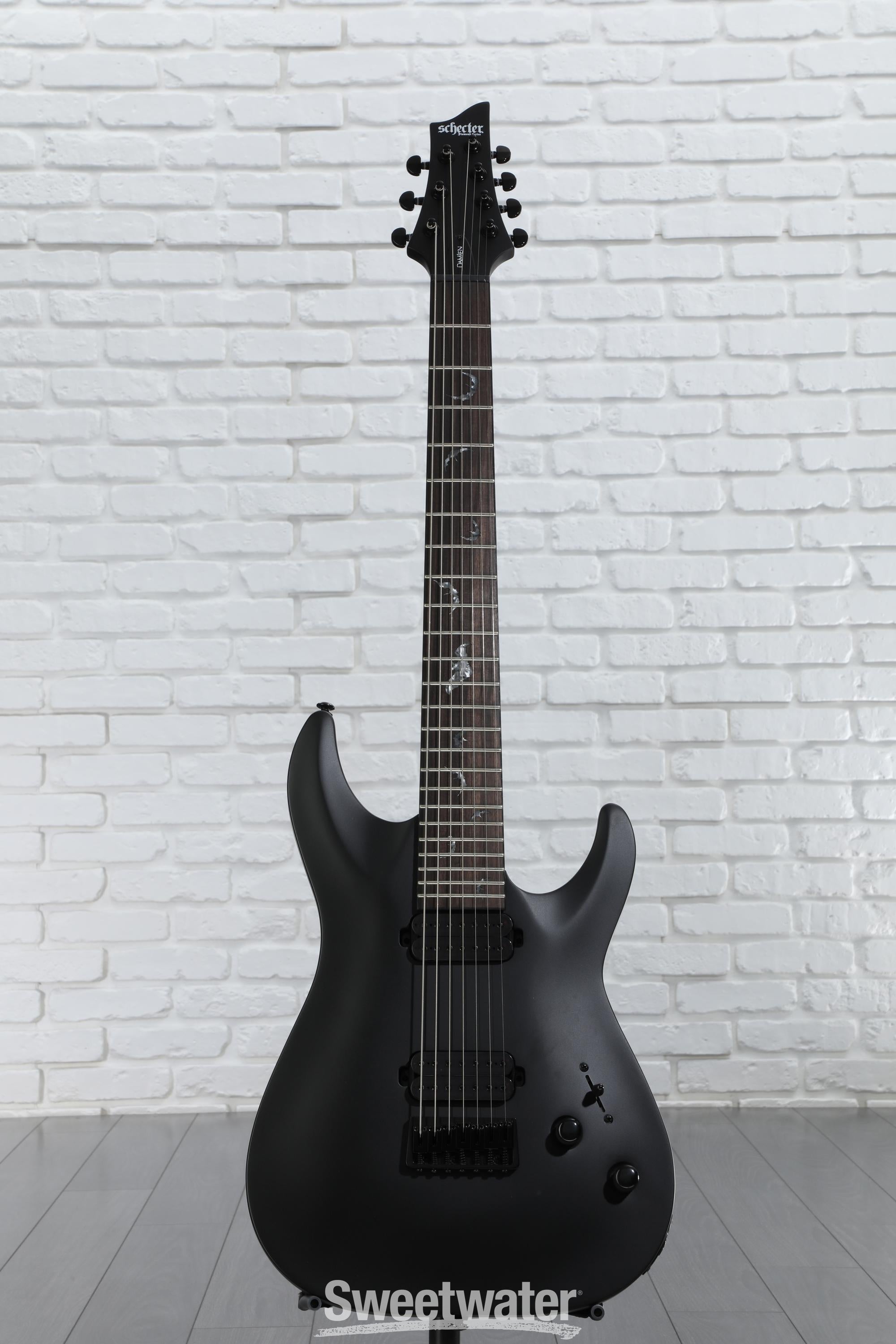 Schecter Damien-7 SBK Electric Guitar - Satin Black | Sweetwater