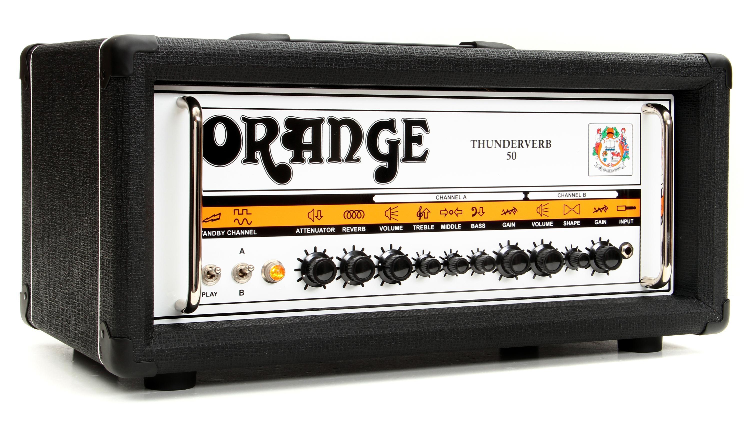 Orange Thunderverb 50 - 50-Watt 2-Channel Tube Head w/Attenuator Black |  Sweetwater