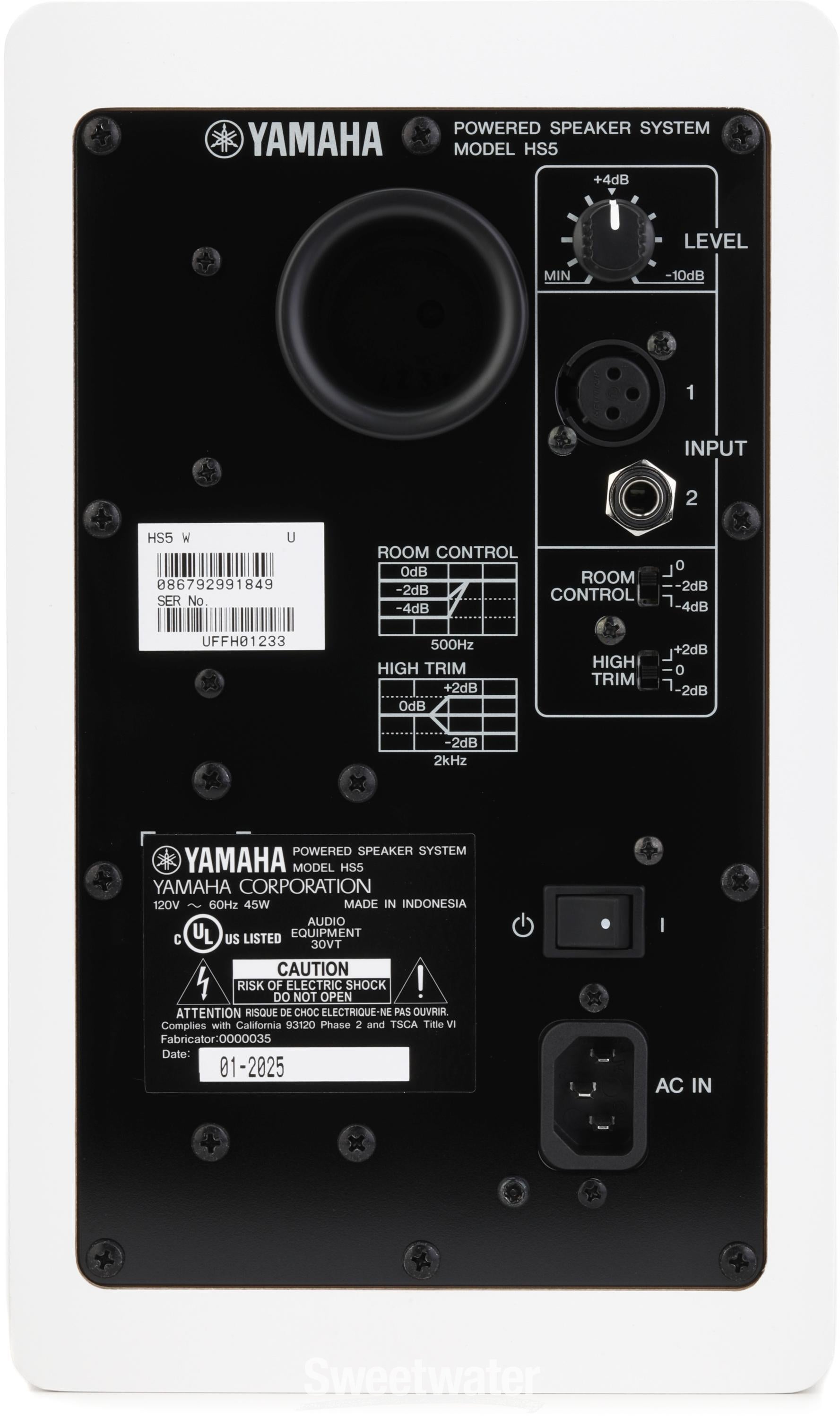 Yamaha HS5 5-inch Powered Studio Monitor - White | Sweetwater