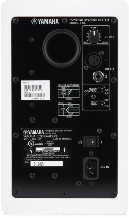 Yamaha HS5 5 inch Powered Studio Monitor - White