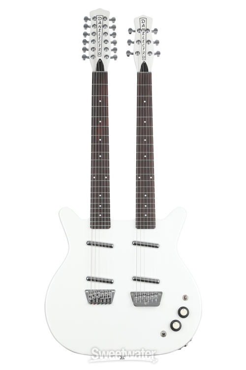 Danelectro Doubleneck Electric Guitar - White Pearl | Sweetwater