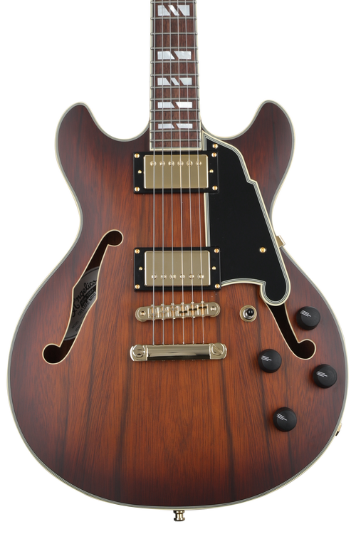 Deluxe Mini DC Semi-hollowbody Electric Guitar - Satin Brown Burst