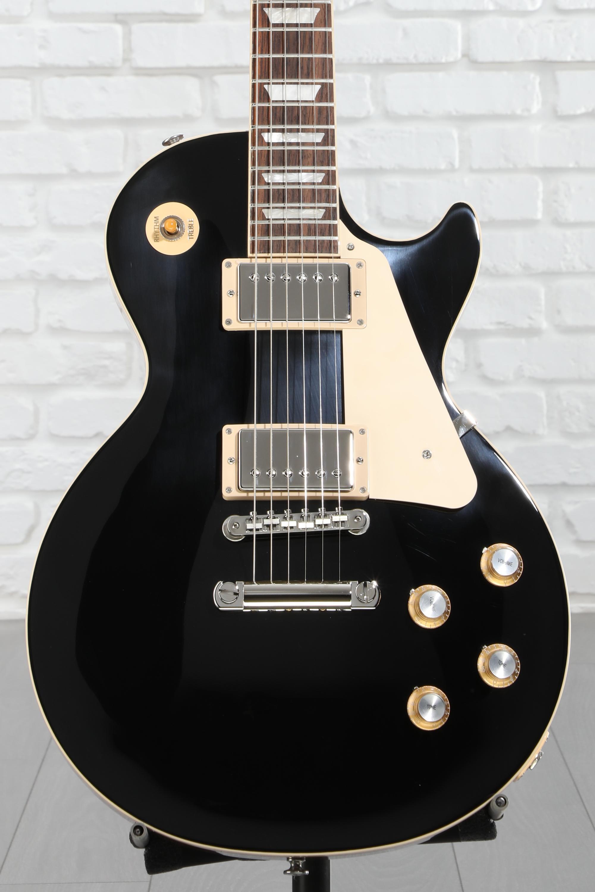 ギター Gibson LP Standard Ebony Black Gibson Les Paul Standard '60s Plain Top Electric Guitar - Ebony
